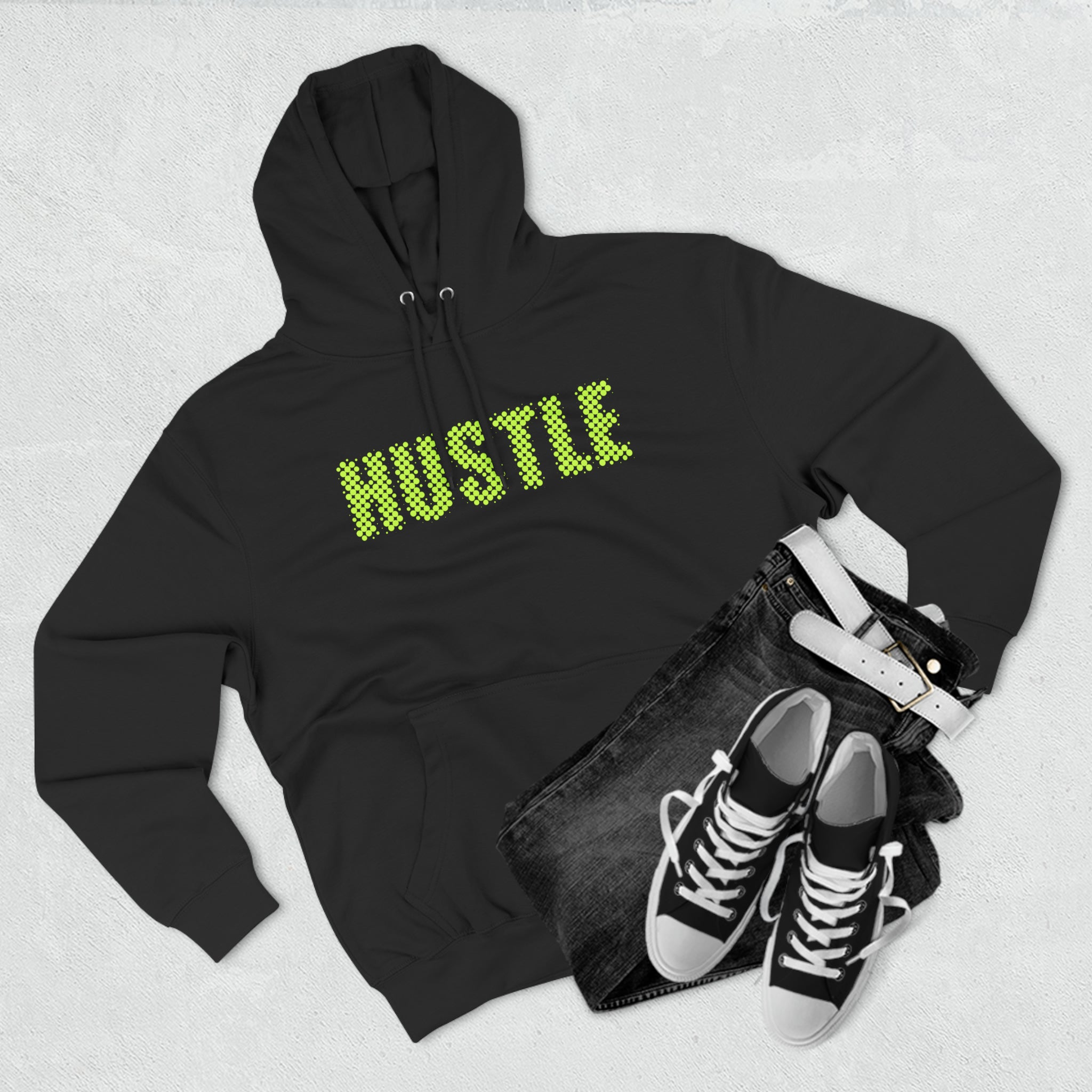 'Hustle' Bold Statement Typographic Design | Unisex Premium Pullover Hoodie - Deez Teez