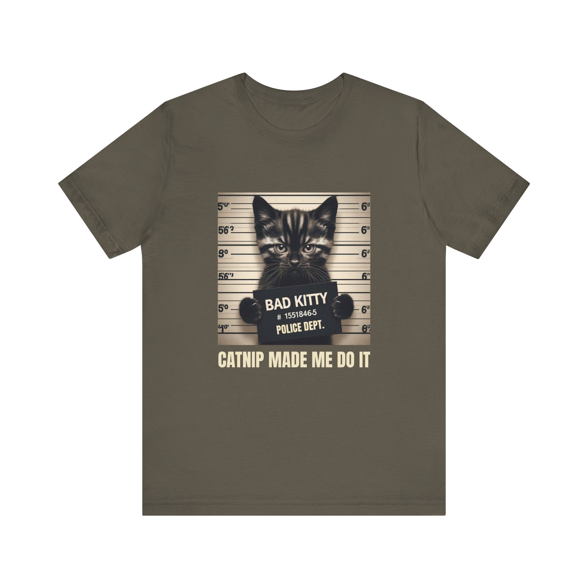 Criminal Cat Mugshot T-Shirt | Catnip Made Me Do it | Naughty Kitty Graphic Tee - Deez Teez