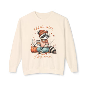 'Feral Girl Autumn' Pullover Crewneck Sweatshirt | Fall Apparel - Deez Teez