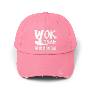 Wok Tuah Parody Distressed Baseball Cap | Viral Meme Pun 'Hawk Tuah' Design - Deez Teez