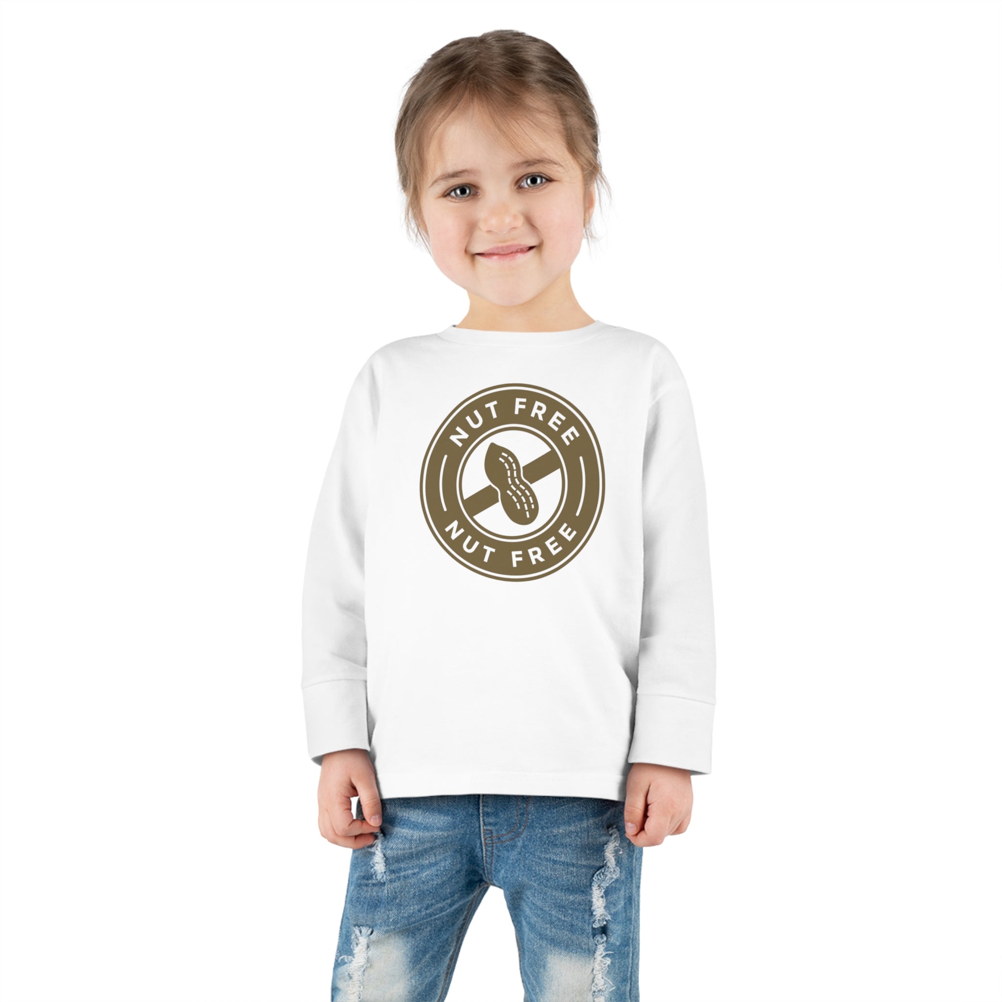 'Nut Free' Allergy Alert | Toddler Long Sleeve T-Shirt - Deez Teez