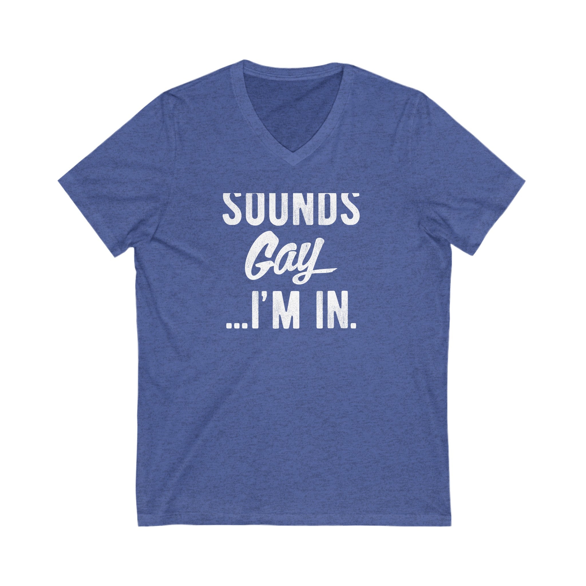 'Sounds Gay...I'm In' Jersey Short Sleeve V-Neck T-shirt - Deez Teez