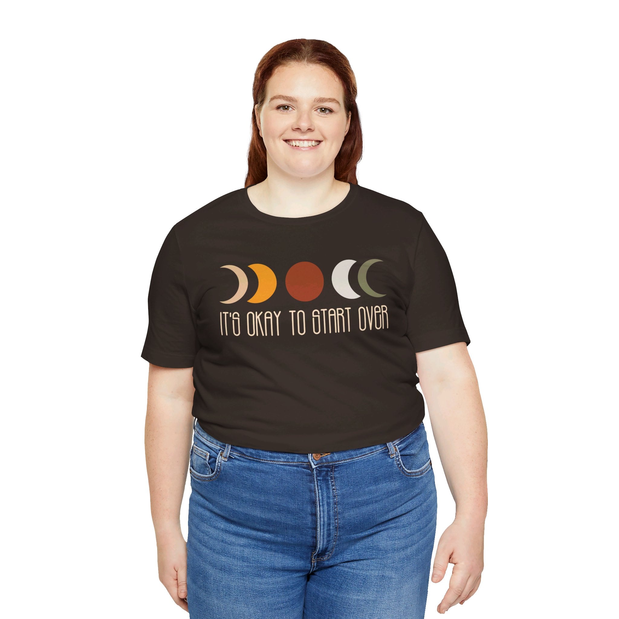 'It's Okay To Start Over' Moon Phase T-Shirt - Deez Teez