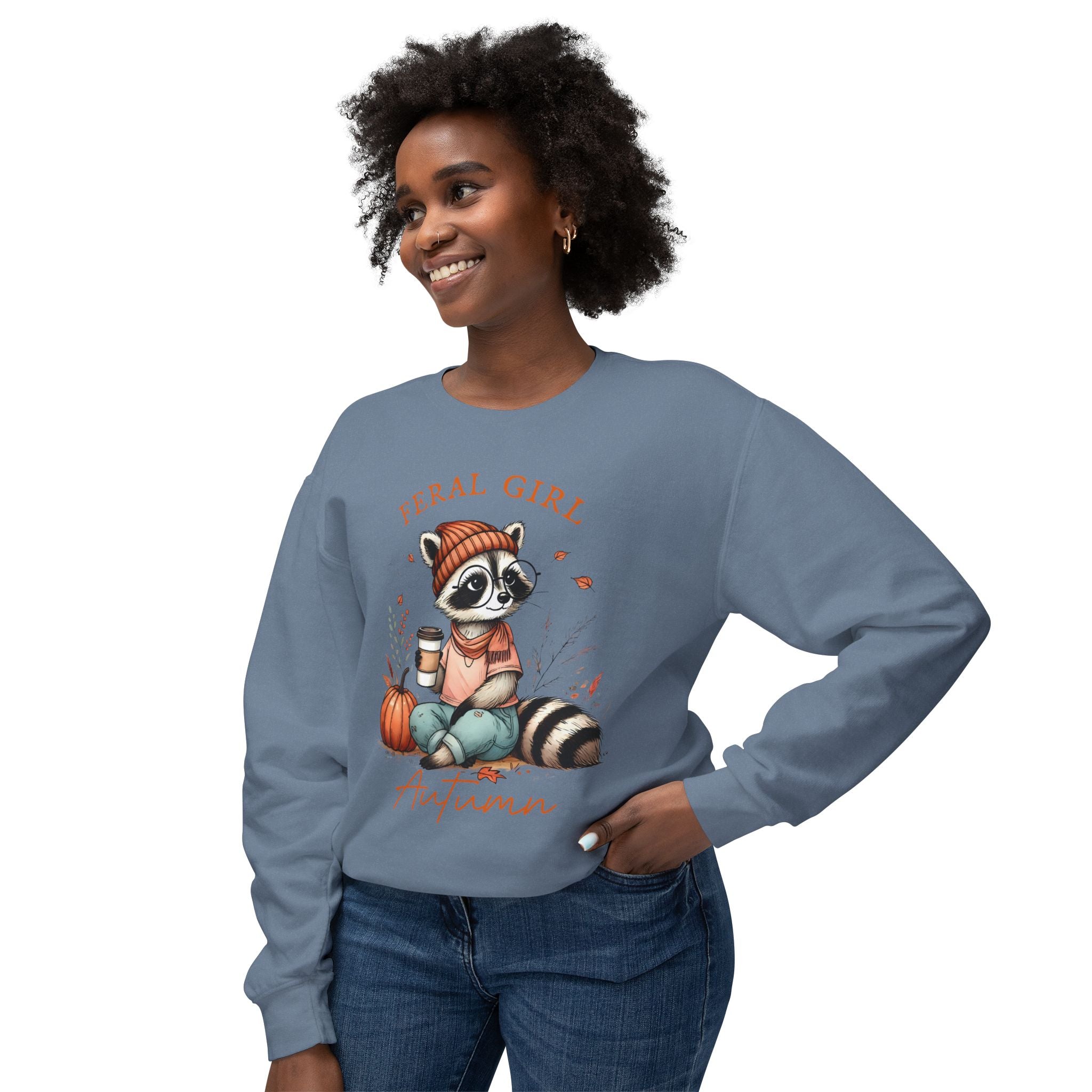 'Feral Girl Autumn' Pullover Crewneck Sweatshirt | Fall Apparel - Deez Teez