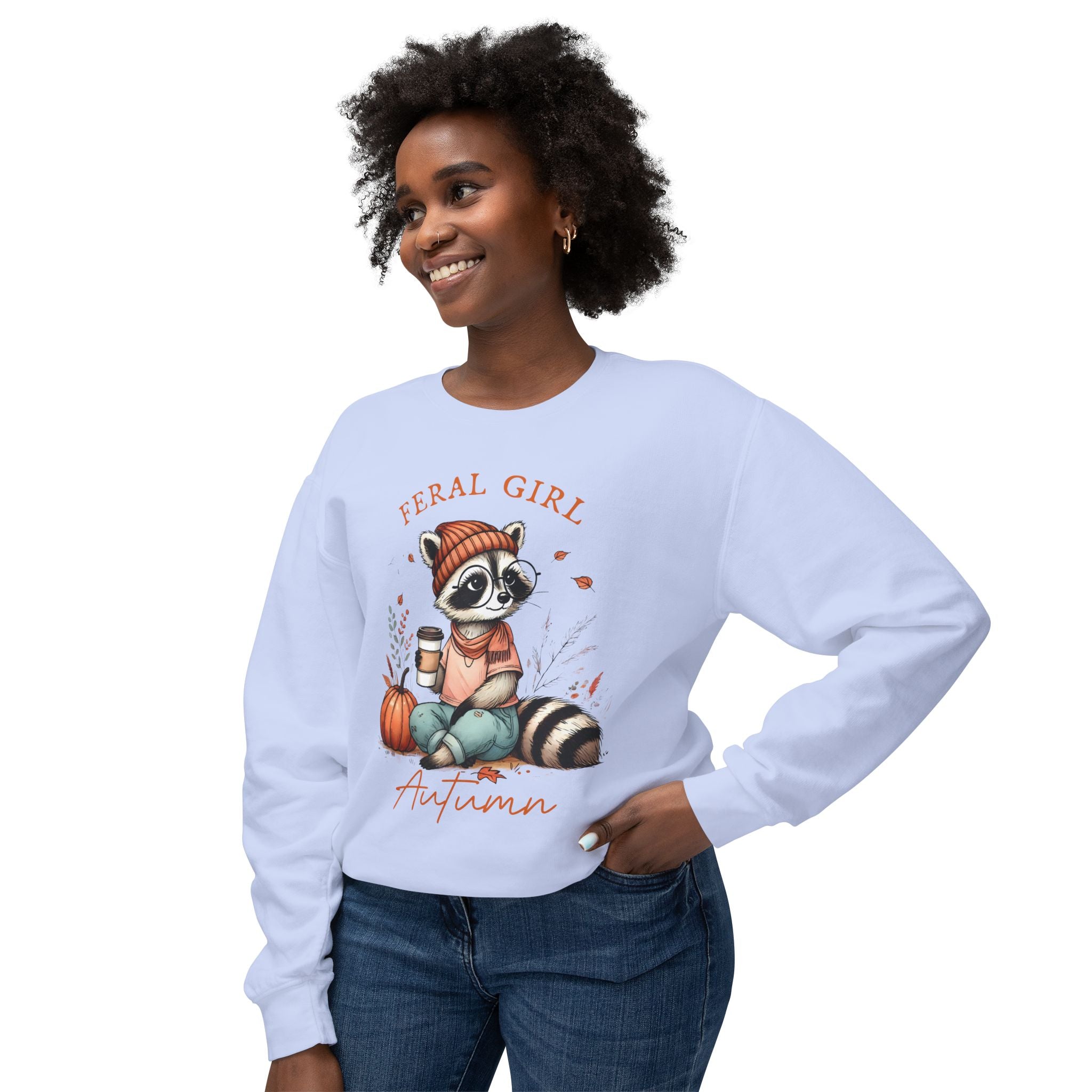 'Feral Girl Autumn' Pullover Crewneck Sweatshirt | Fall Apparel - Deez Teez