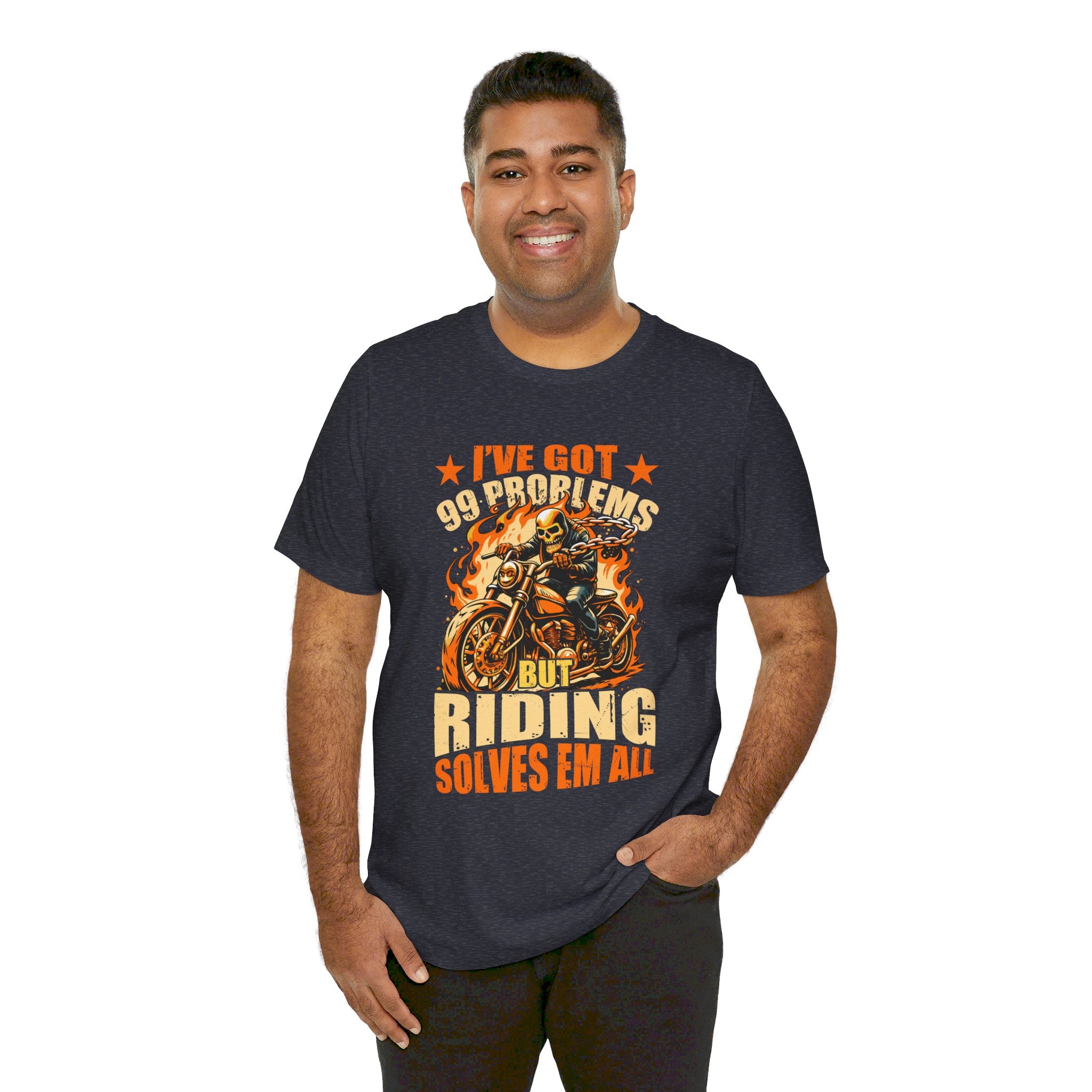 Skeleton Riding Motorcycle T-Shirt | Edgy Biker Apparel - Deez Teez