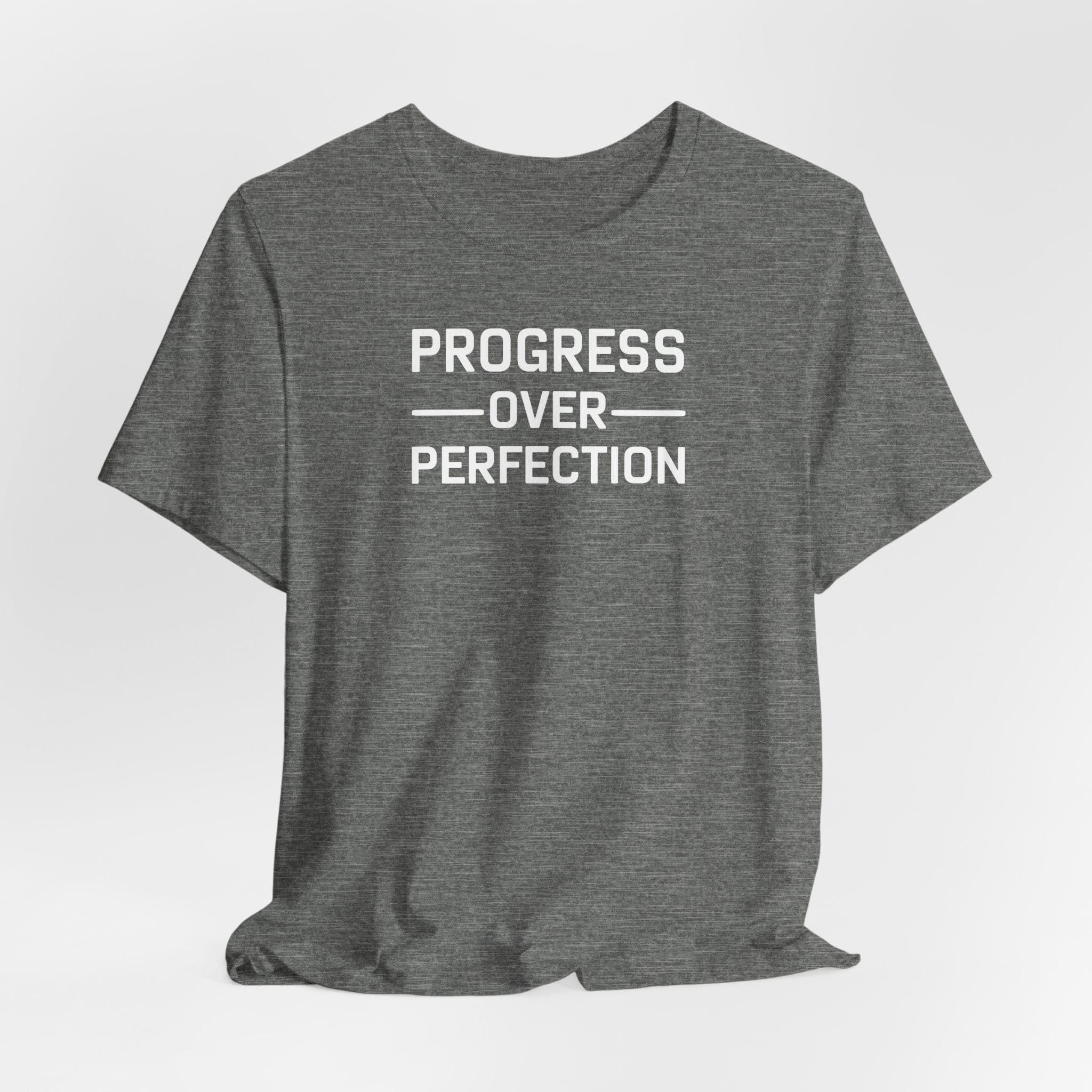 'Progress Over Perfection' Iterative Improvement T-shirt | Motivational Statement Unisex Jersey Short Sleeve Tee