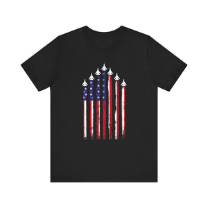 Jets Flying the American Flag T-Shirt | US Airman Patriotic Tee - Deez Teez