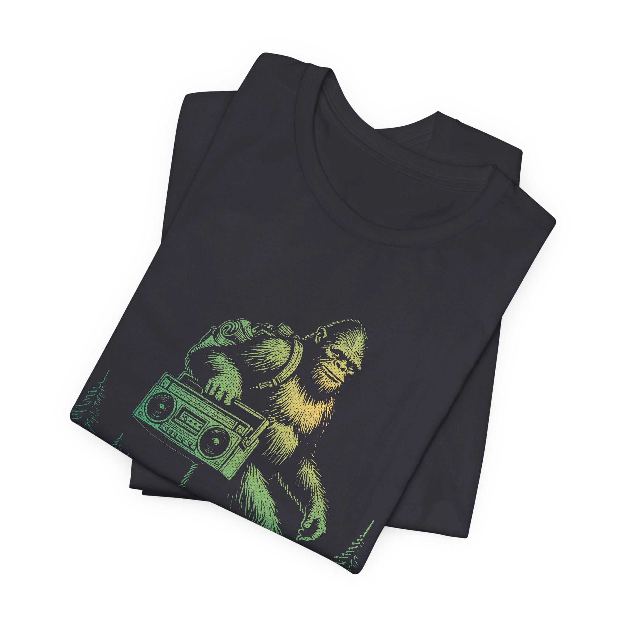 Bigfoot and the Beats Boombox T-Shirt | Retro Cryptid Design - Deez Teez