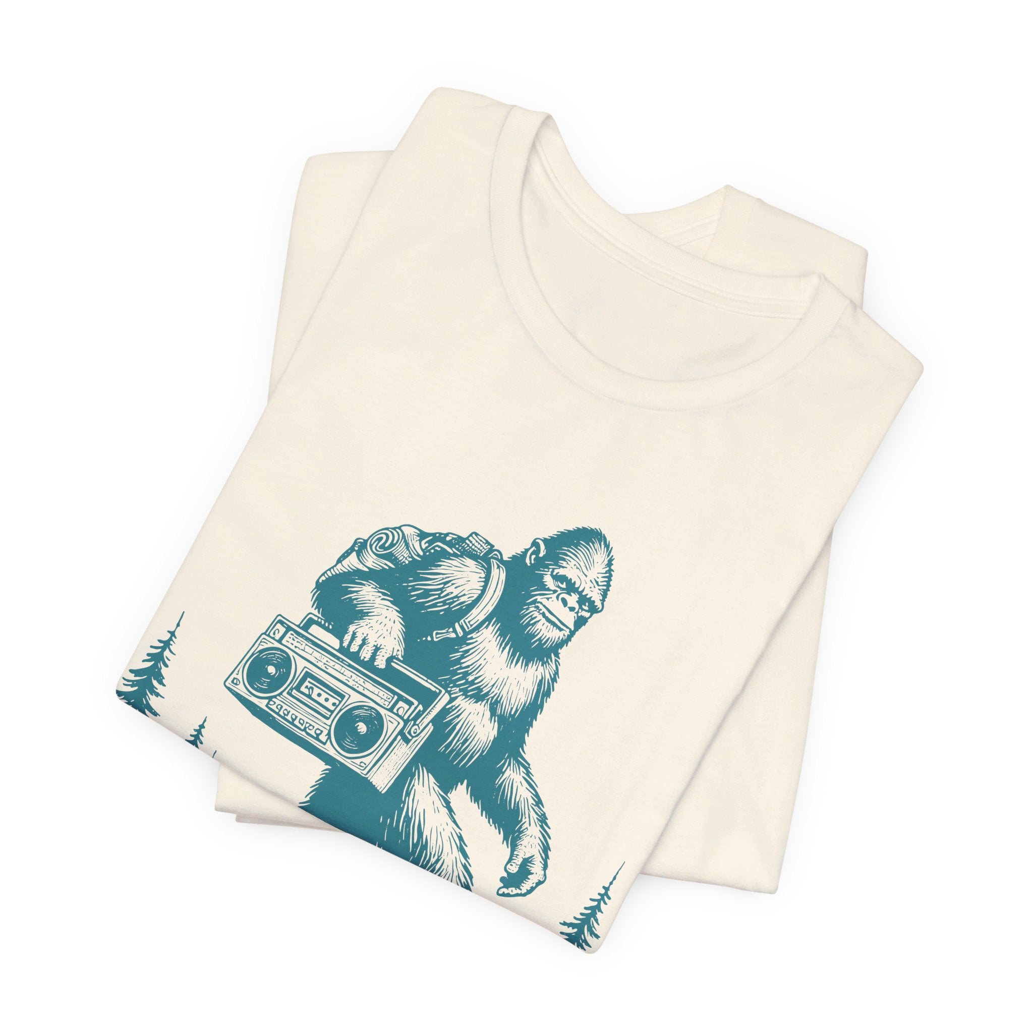 Bigfoot and the Beats Boombox T-Shirt | Retro Cryptid Design - Deez Teez