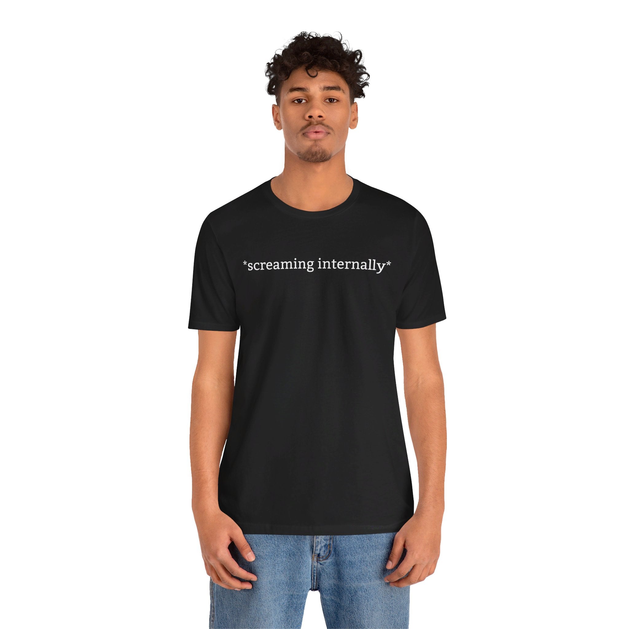 *Internally Screaming* Relatable Anxiety Vibe Check T-Shirt | Emotional Caption Tee - Deez Teez