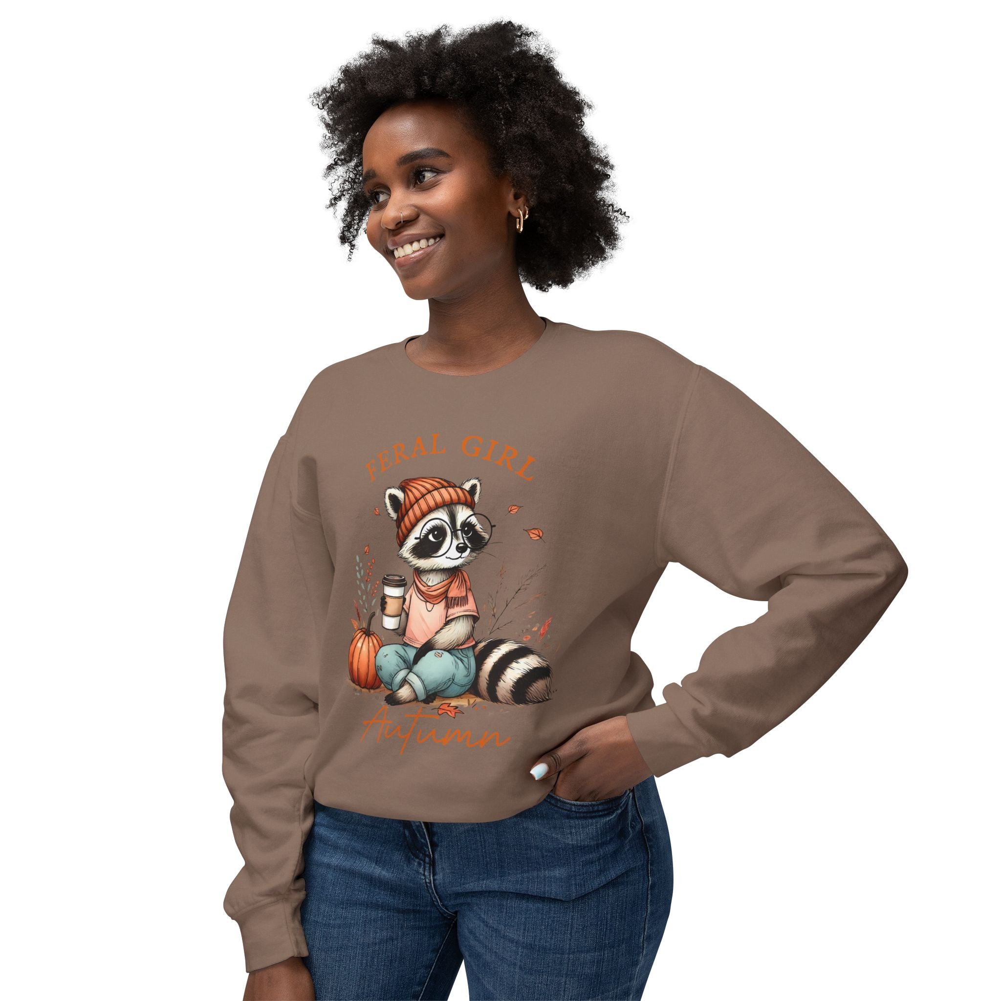 'Feral Girl Autumn' Pullover Crewneck Sweatshirt | Fall Apparel - Deez Teez