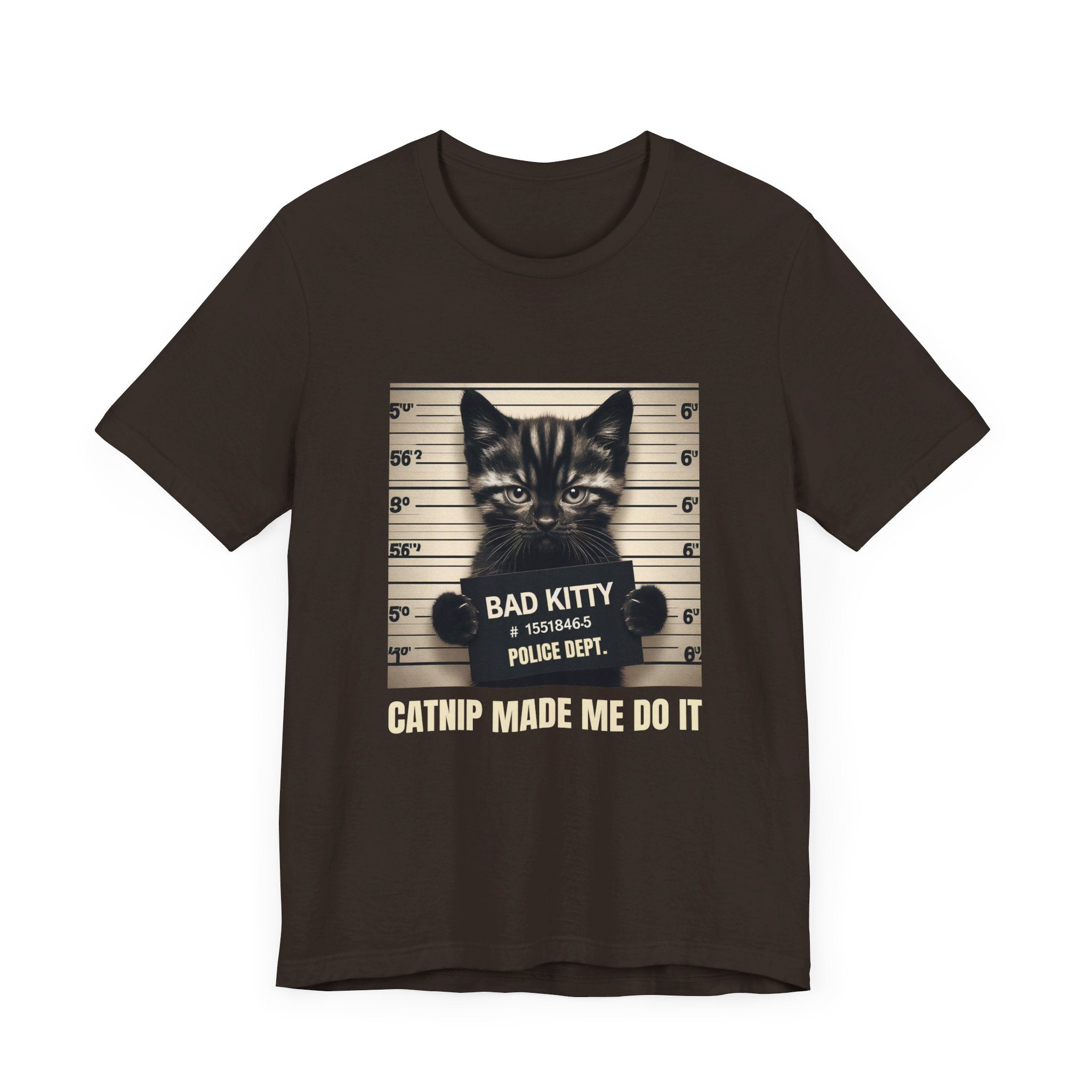 Criminal Cat Mugshot T-Shirt | Catnip Made Me Do it | Naughty Kitty Graphic Tee - Deez Teez