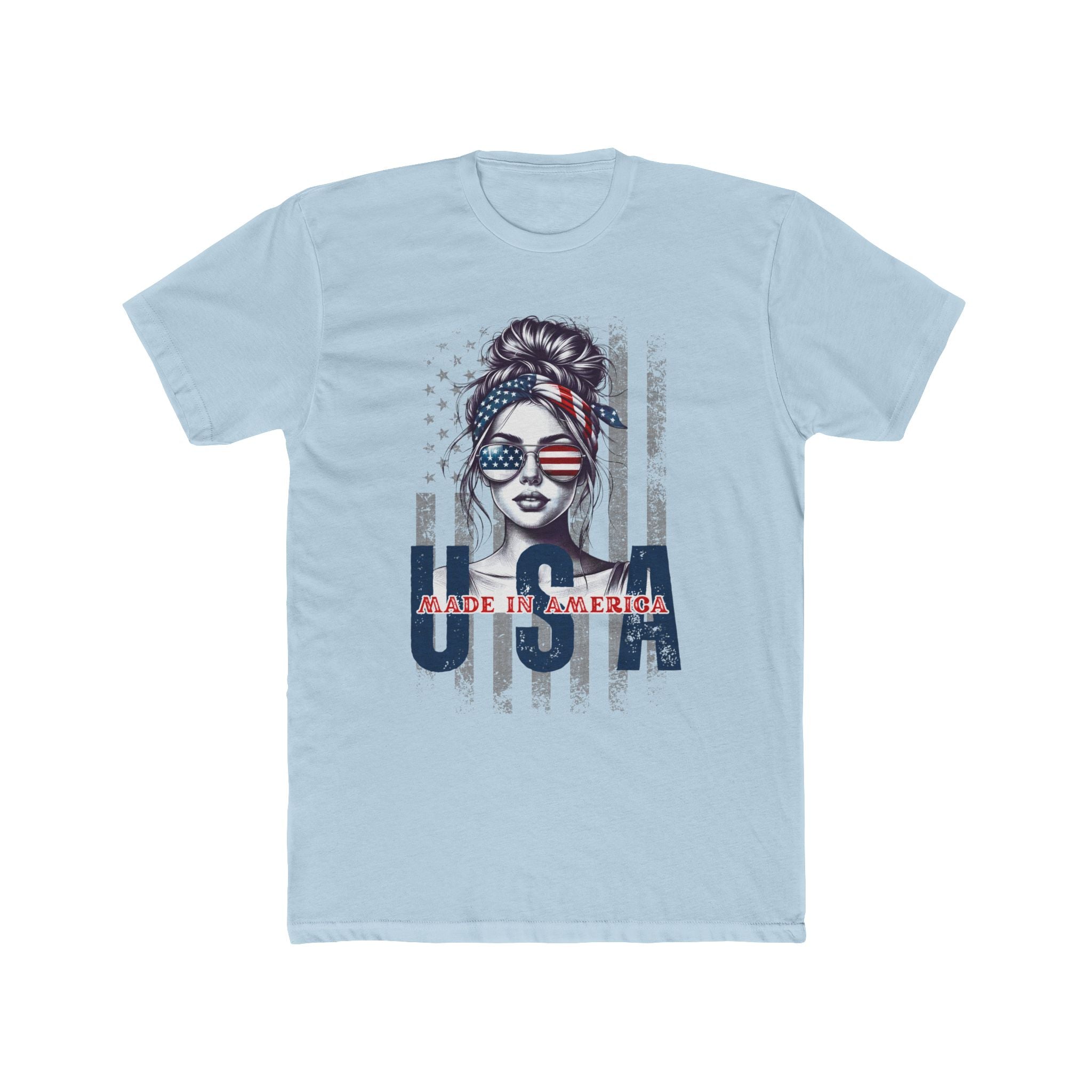 'Made In America' USA Patriotic Woman T-Shirt | American Lady Graphic Tee - Deez Teez