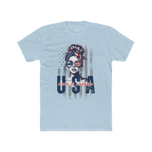 'Made In America' USA Patriotic Woman T-Shirt | American Lady Graphic Tee - Deez Teez