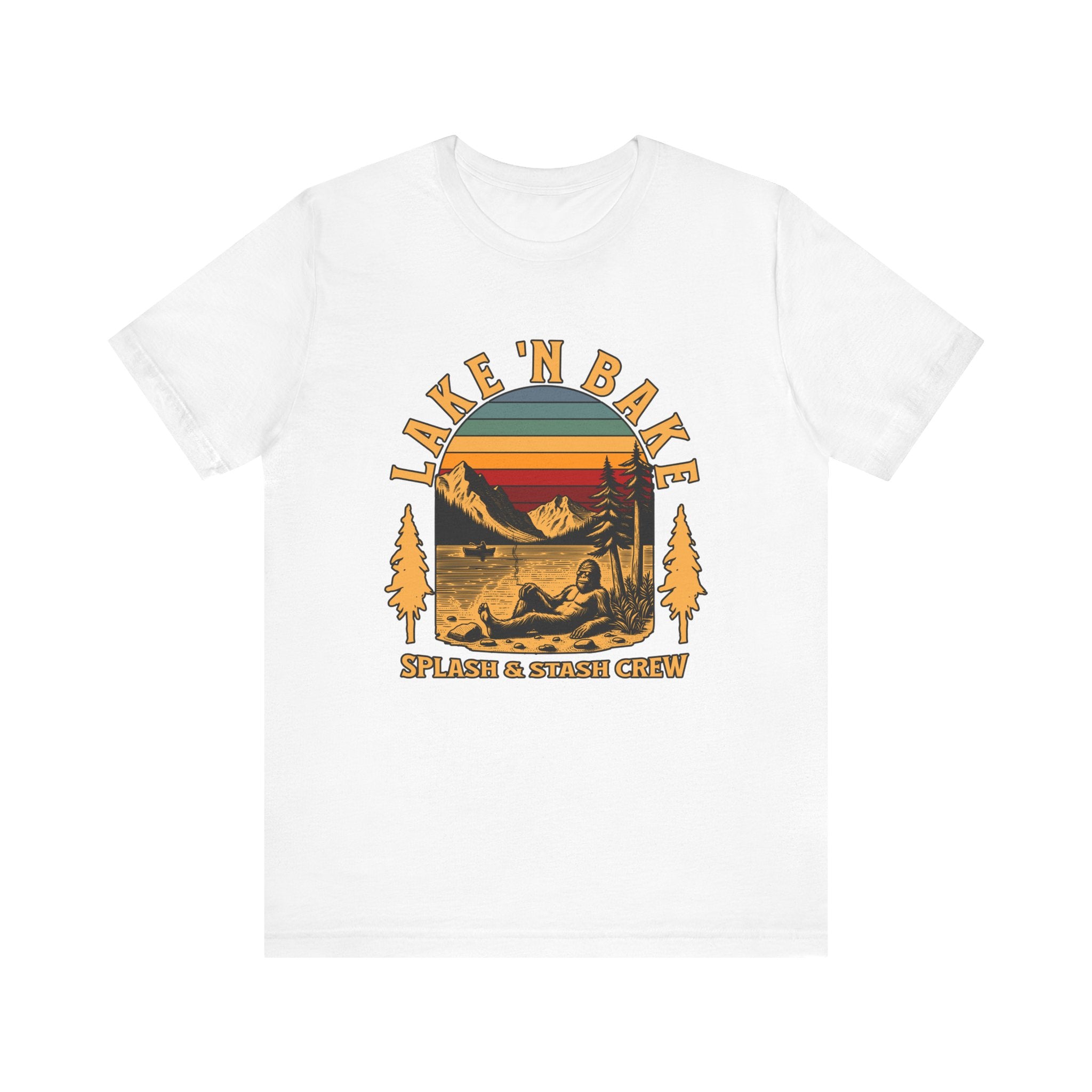 Lake & Bake Splash and Stash Crew Tee | Funny Weed Lake Life T-Shirt - Deez Teez