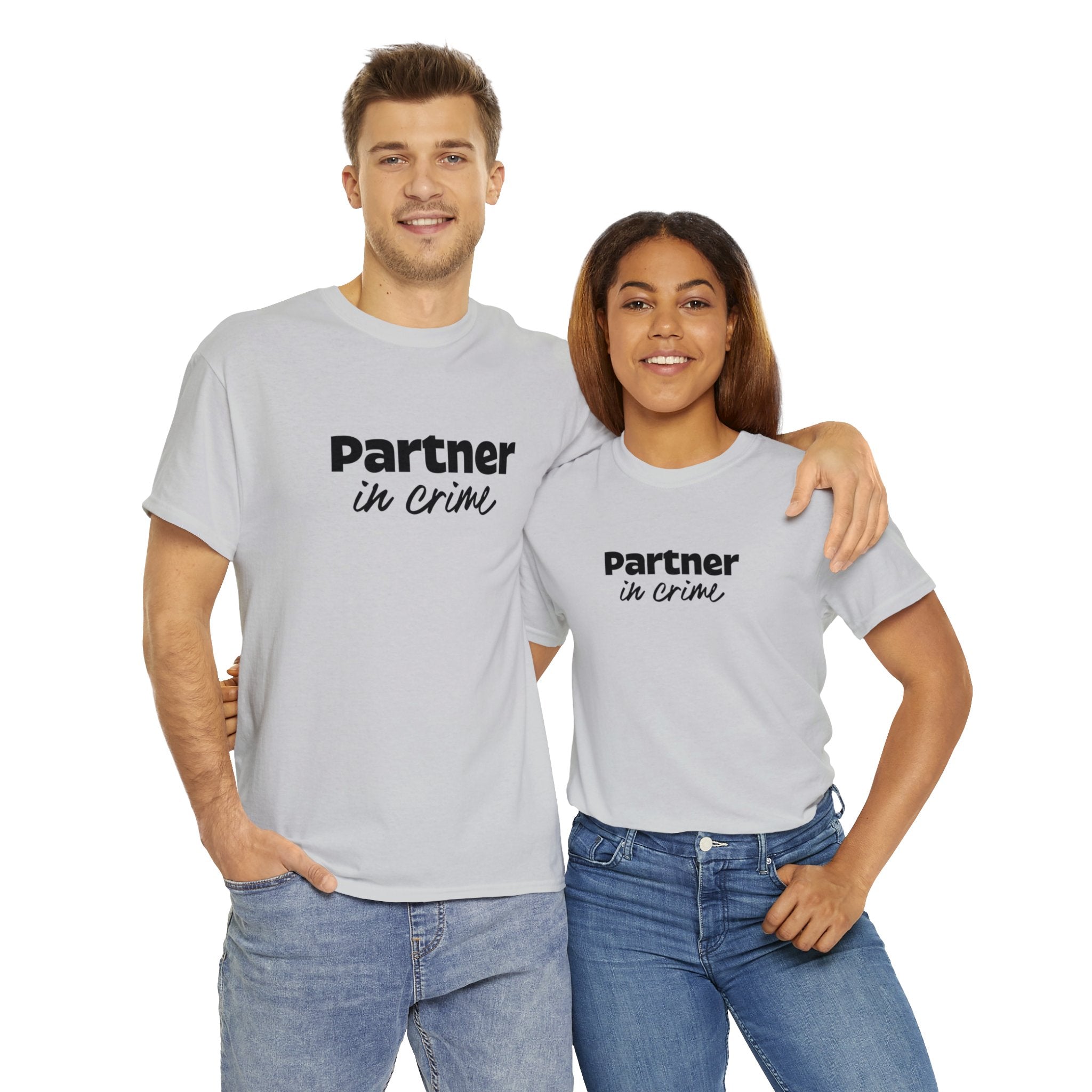 Dynamic Duo 'Partner in Crime' Couples T-Shirt | Companions Tees - Deez Teez