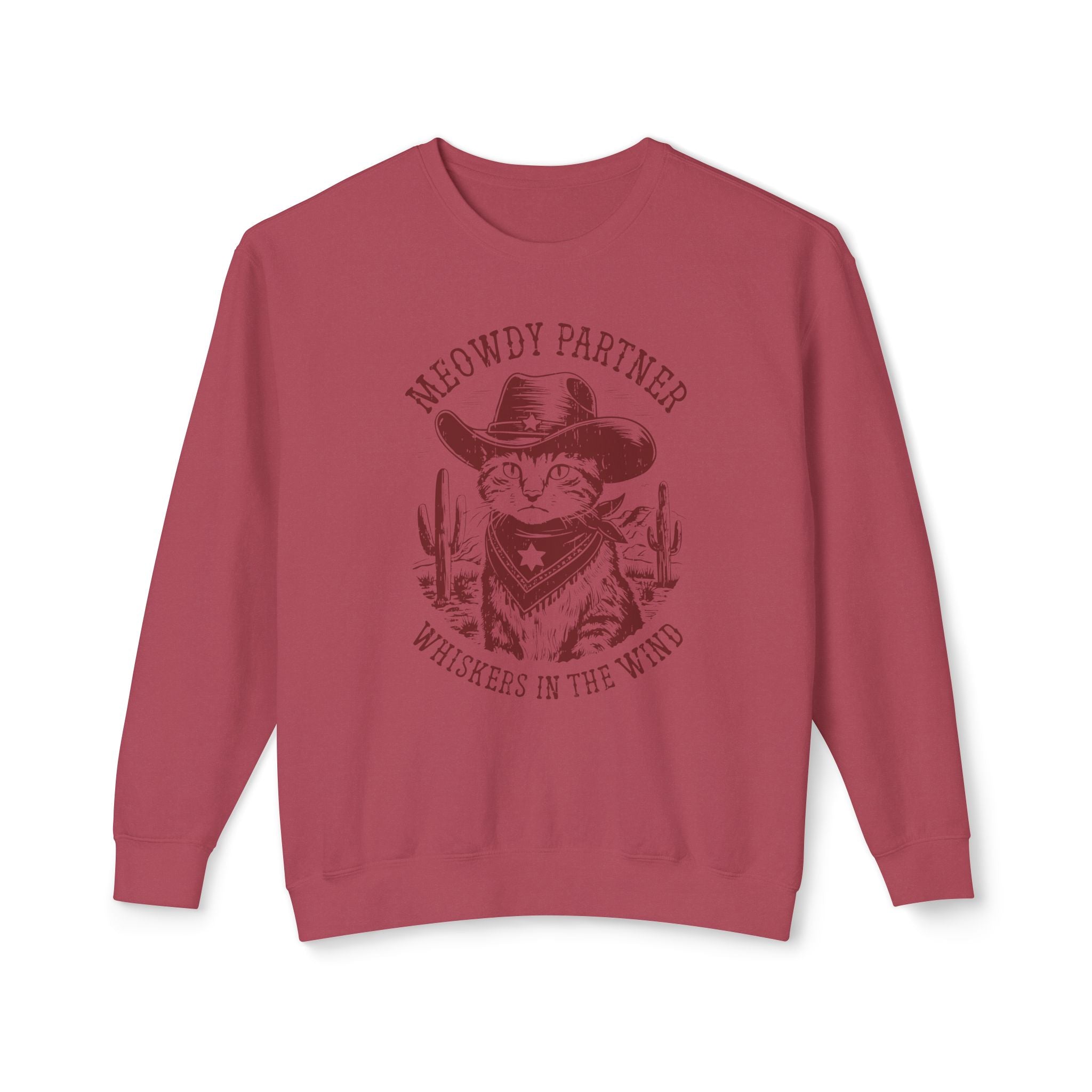 "Meowdy Partner - Whiskers in the Wind" Cowboy Western Theme Cat Lover Rodeo Design Sweatshirt - Deez Teez