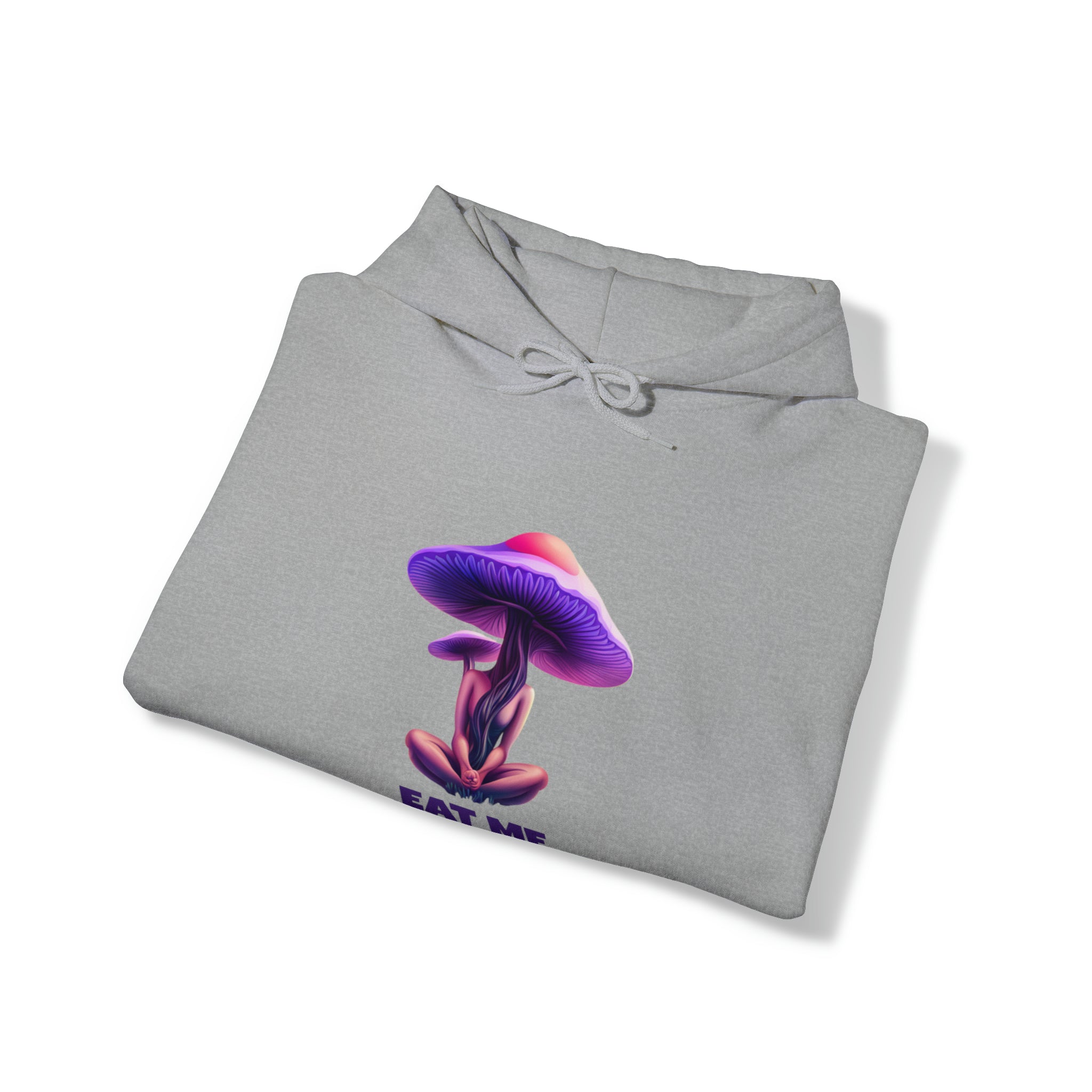 Surreal 'Eat Me' Mushroom Graphic Hooded Sweatshirt | Trippy Fungi Hoodie - Deez Teez