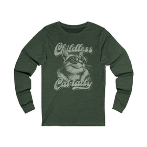 Childless Cat Lady Long Sleeve T-Shirt | Political Cat Mom Apparel - Deez Teez