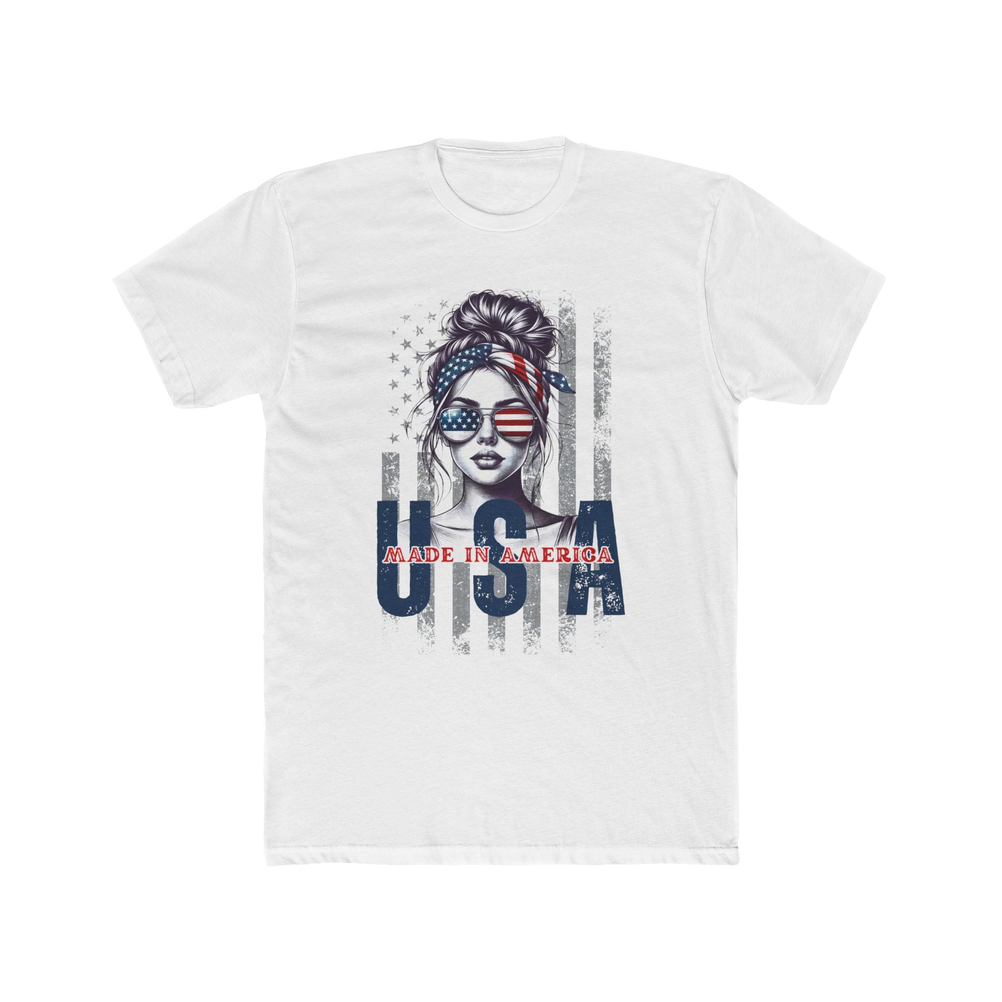 'Made In America' USA Patriotic Woman T-Shirt | American Lady Graphic Tee - Deez Teez