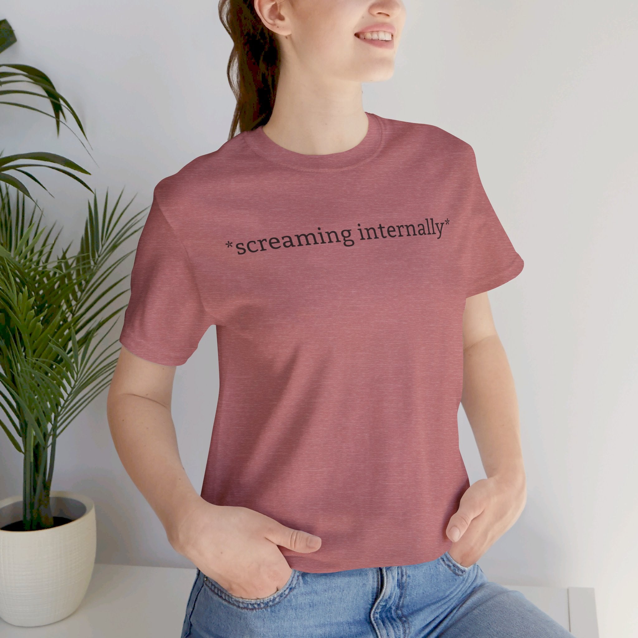 *Internally Screaming* Relatable Anxiety Vibe Check T-Shirt | Emotional Caption Tee - Deez Teez