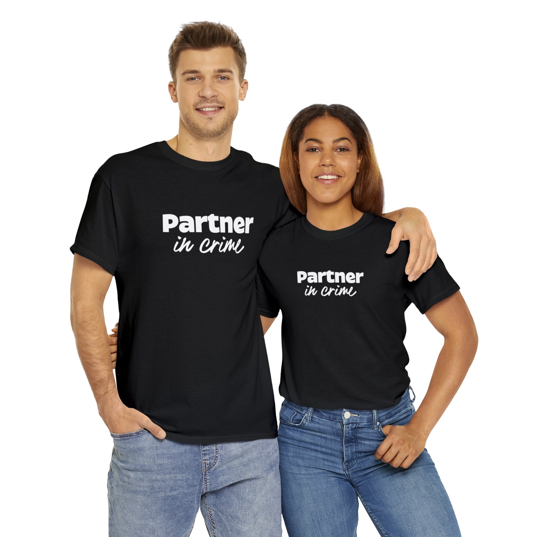 Dynamic Duo 'Partner in Crime' Couples T-Shirt - Deez Teez