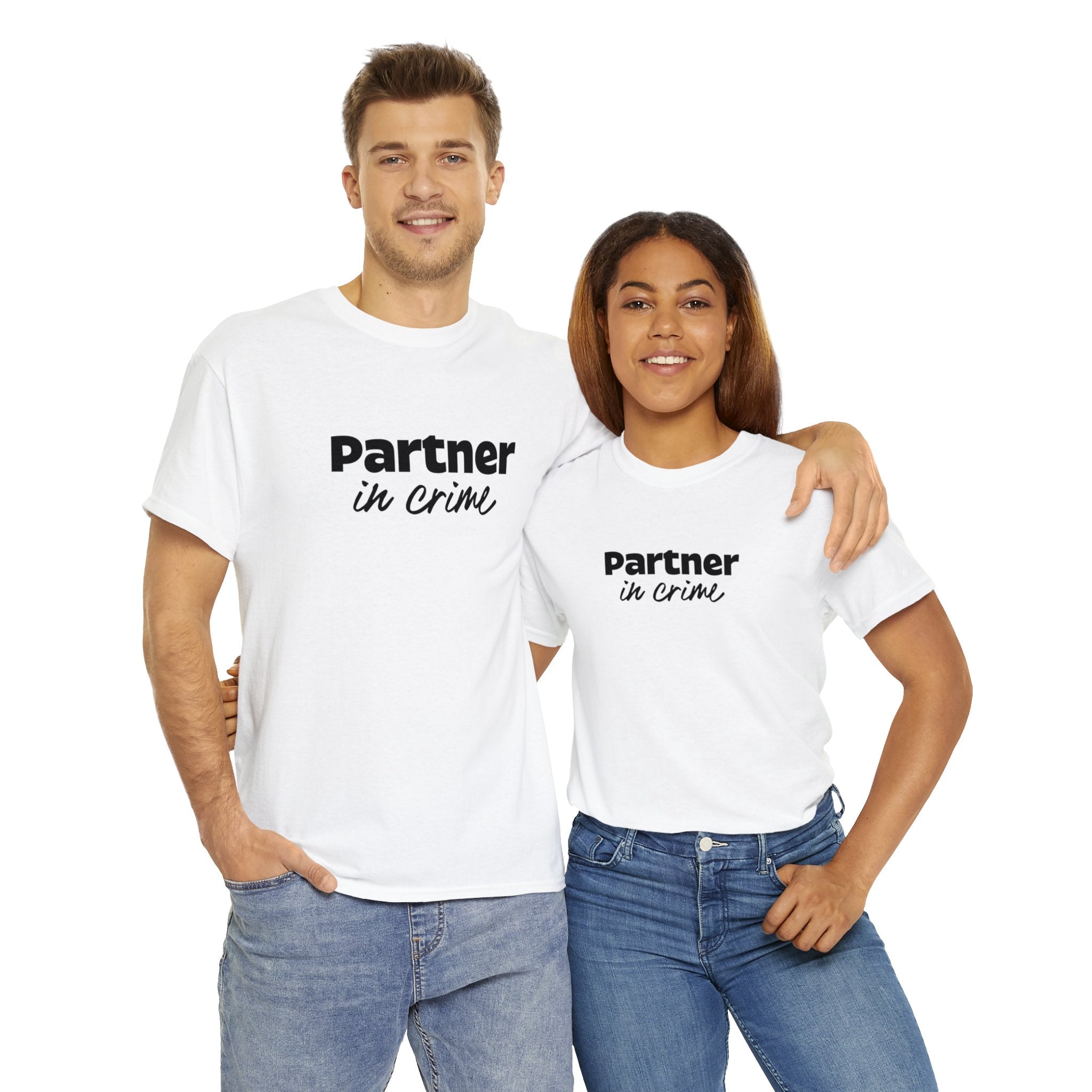 Dynamic Duo 'Partner in Crime' Couples T-Shirt | Companions Tees - Deez Teez