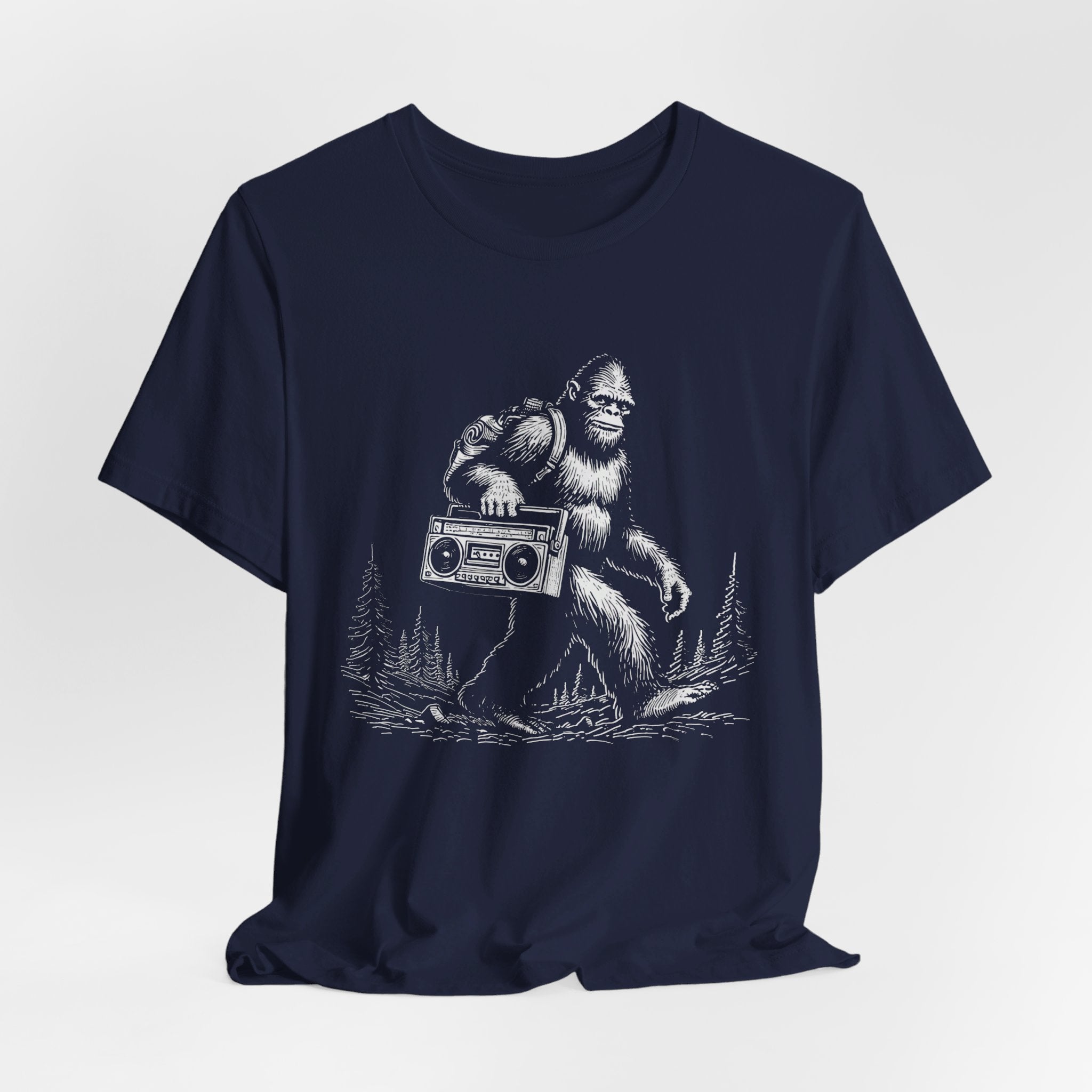 Bigfoot and the Beats Boombox T-Shirt | Retro Cryptid Design - Deez Teez