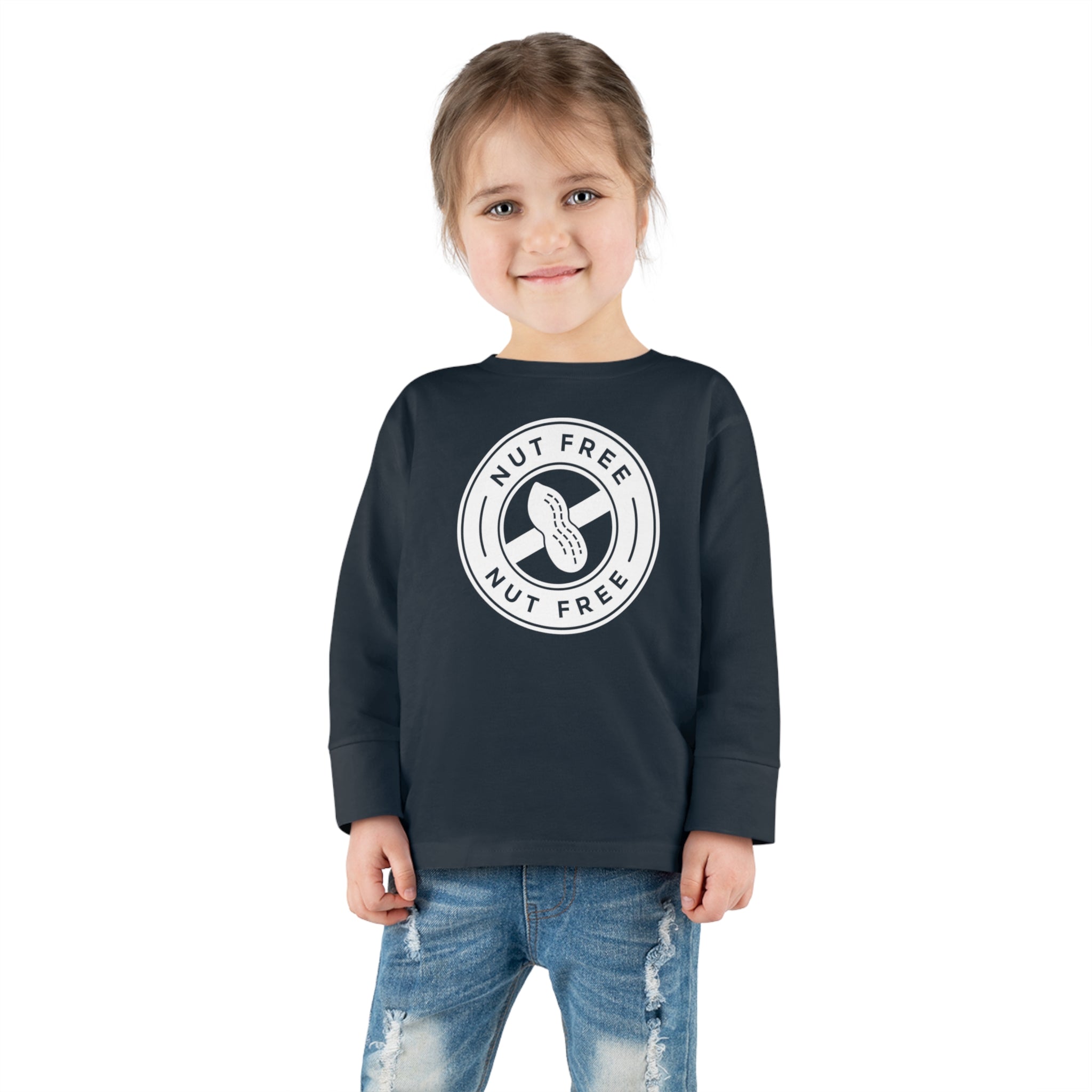 'Nut Free' Allergy Alert | Toddler Long Sleeve T-Shirt - Deez Teez