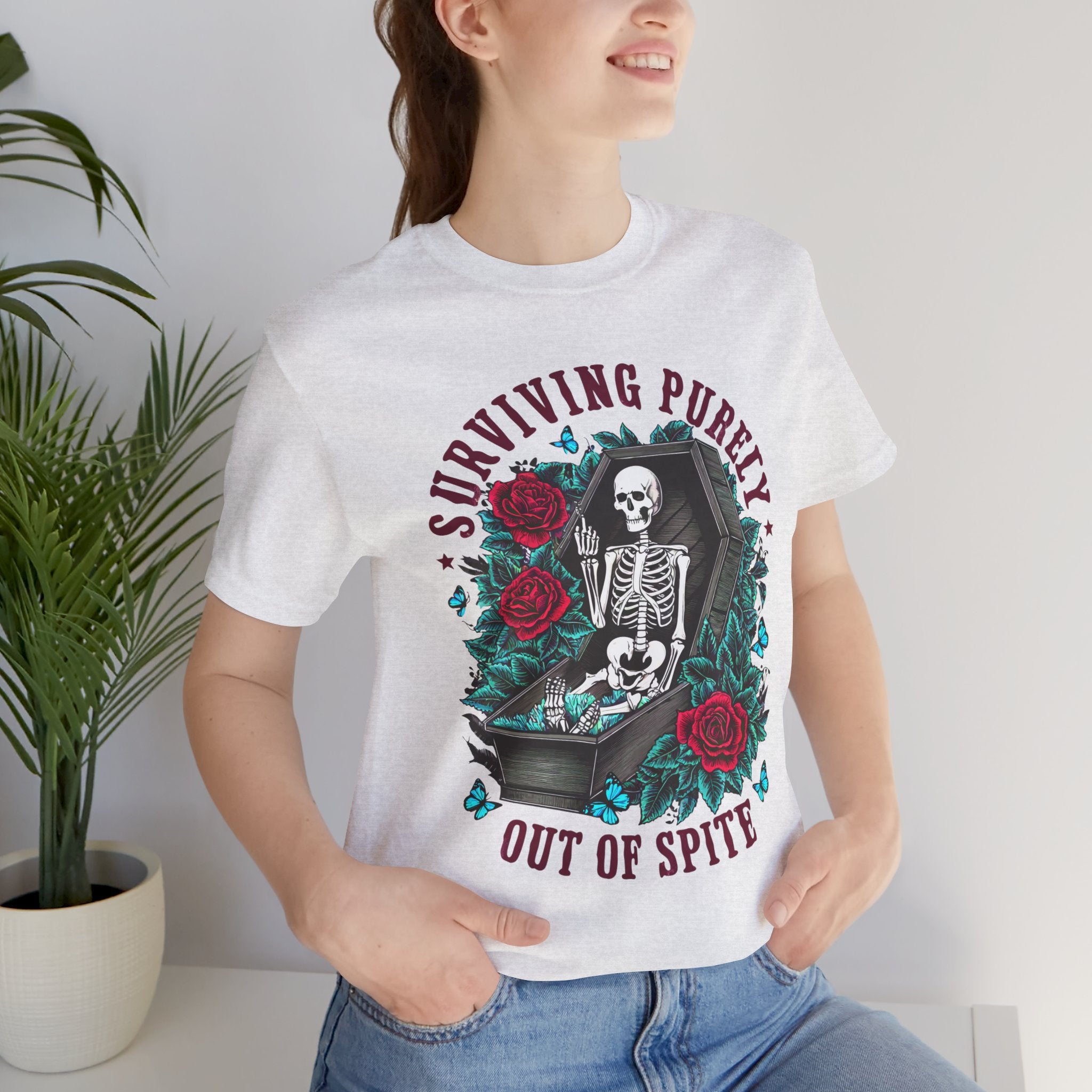 'Surviving Purely Out of Spite' | Skeleton Graphic Tee - Deez Teez