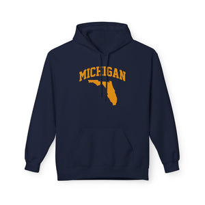 Michigan/Florida Snowbird Satire Hoodie | Winter Migration Sweatshirt