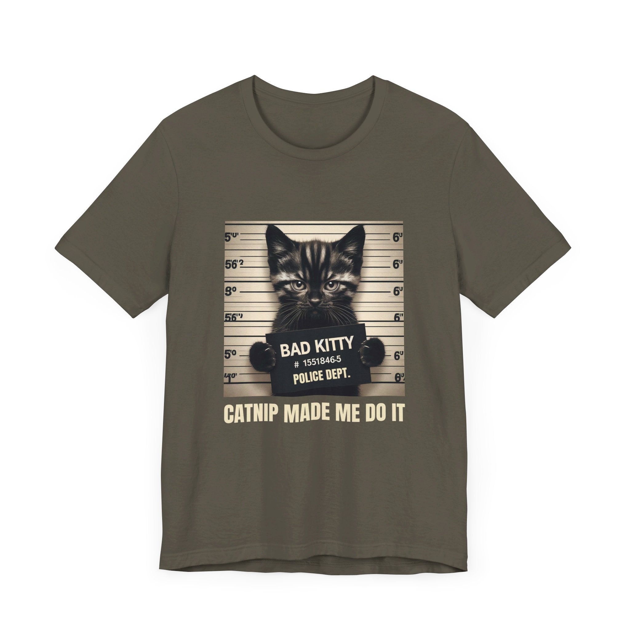 Criminal Cat Mugshot T-Shirt | Catnip Made Me Do it | Naughty Kitty Graphic Tee - Deez Teez