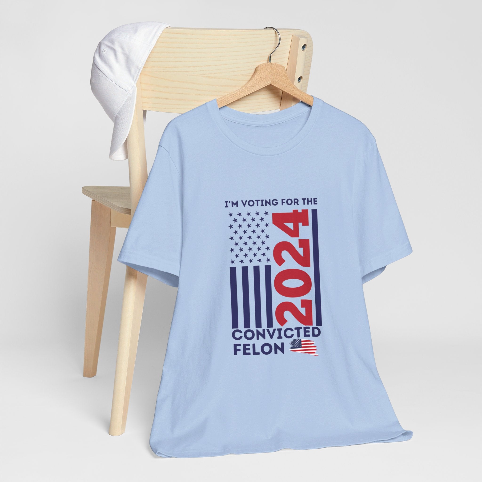 'I'm Voting for The Felon 2024' Patriotic Flag T-Shirt - Deez Teez