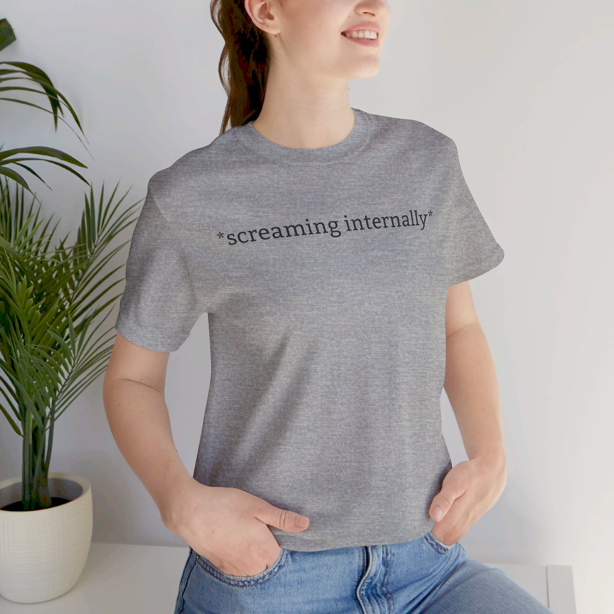 *Internally Screaming* Relatable Anxiety Vibe Check T-Shirt | Emotional Caption Tee - Deez Teez