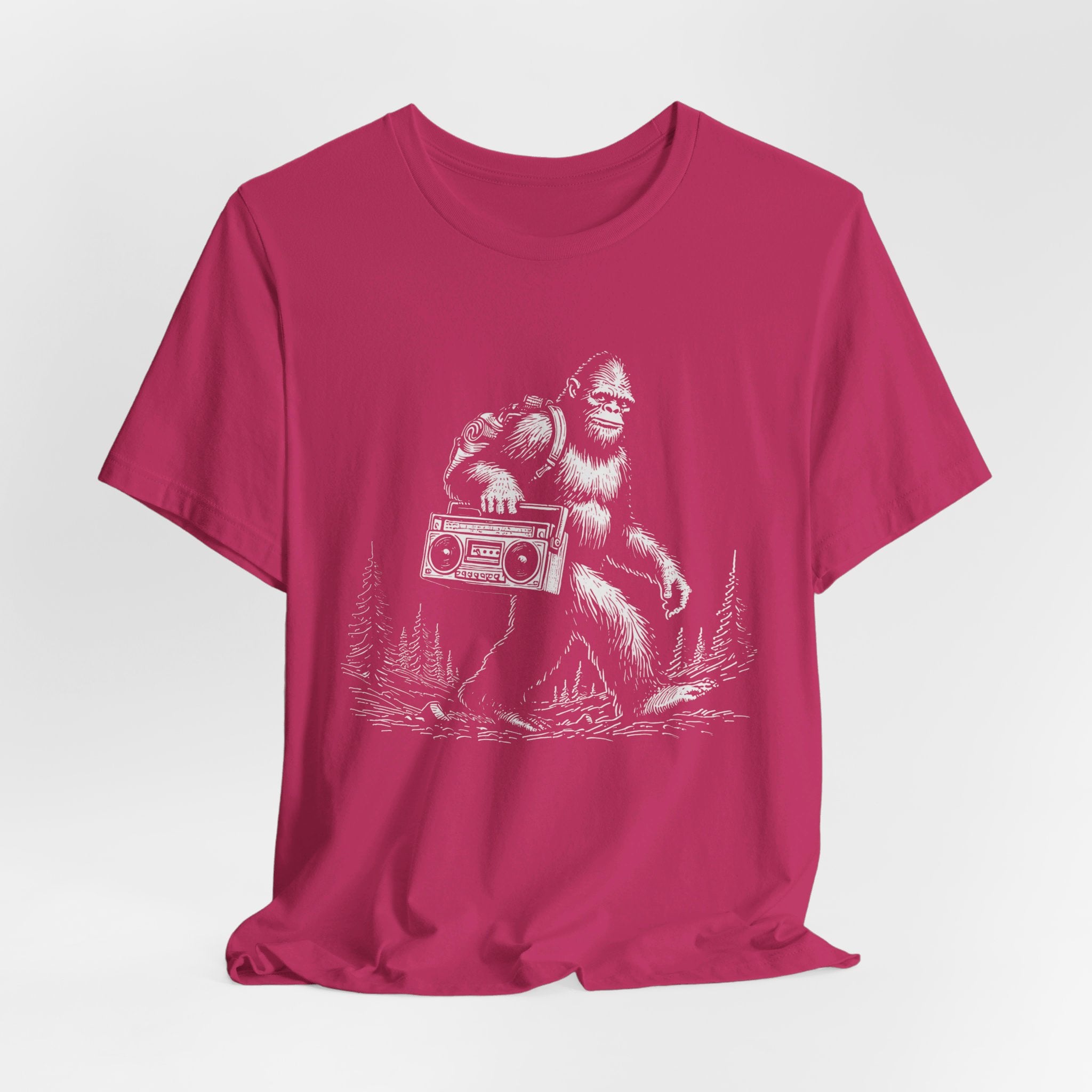 Bigfoot and the Beats Boombox T-Shirt | Retro Cryptid Design - Deez Teez