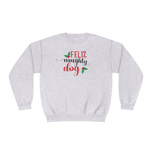 'Feliz Naughty Dog' Funny Christmas Unisex NuBlend® Crewneck Sweatshirt - Deez Teez