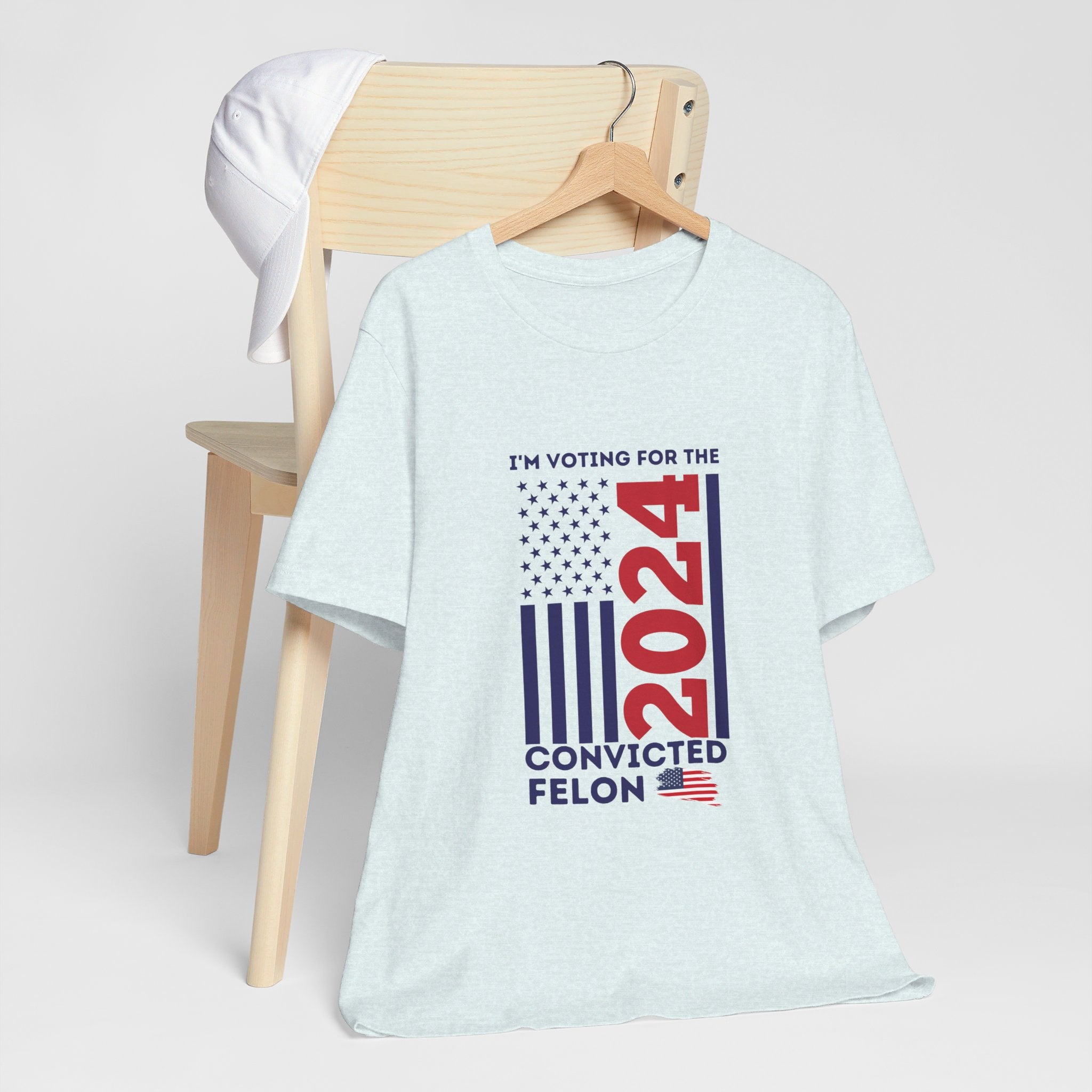 'I'm Voting for The Felon 2024' Patriotic Flag T-Shirt - Deez Teez