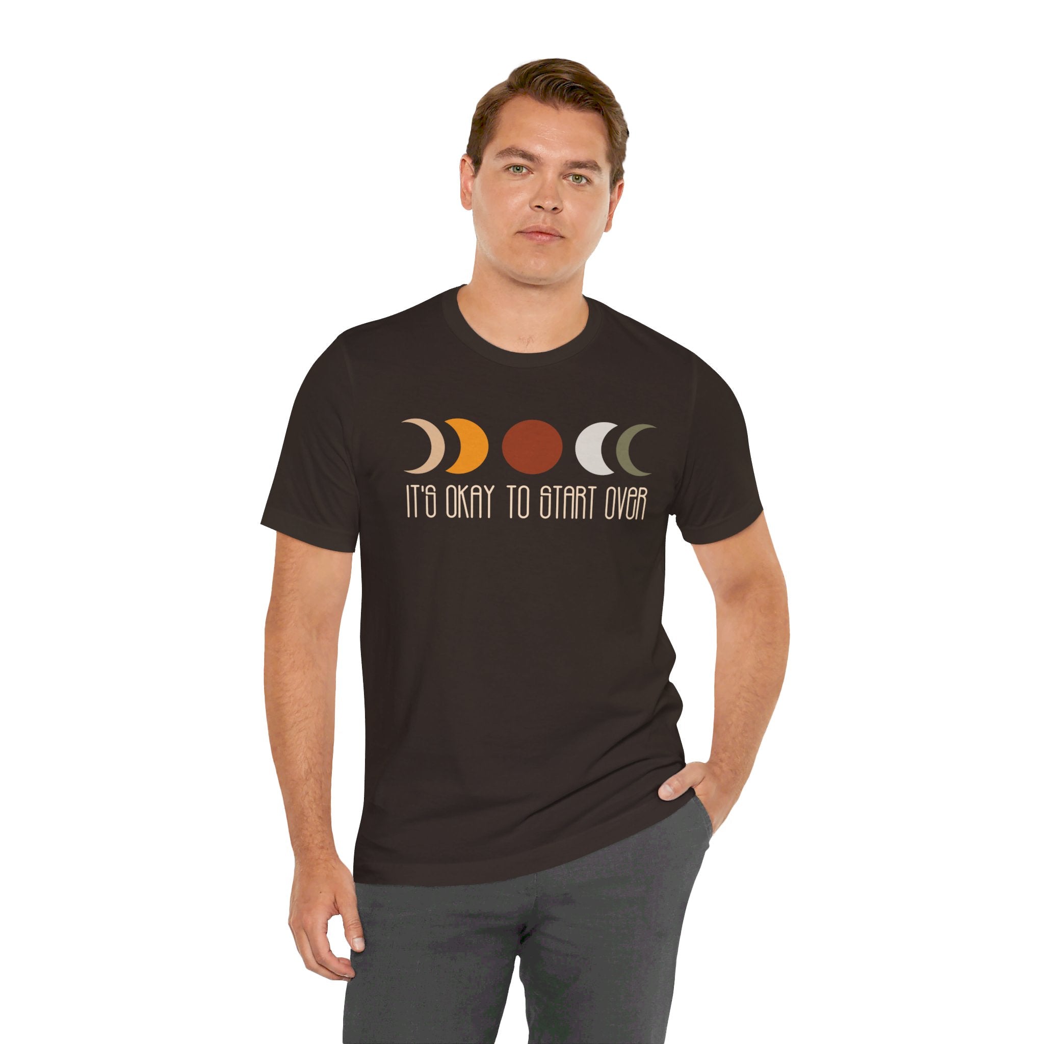 'It's Okay To Start Over' Moon Phase T-Shirt - Deez Teez