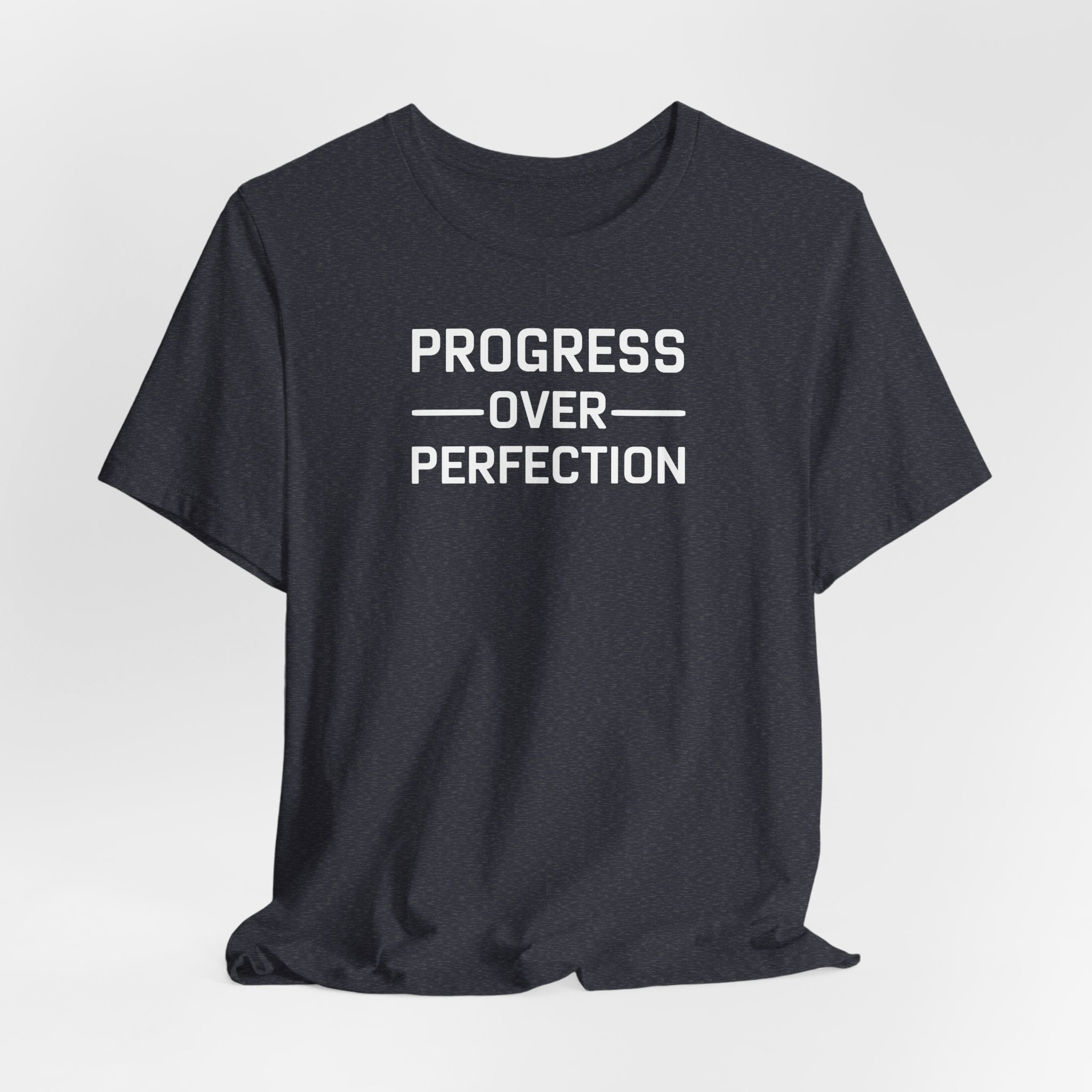 'Progress Over Perfection' Iterative Improvement T-shirt | Motivational Statement Unisex Jersey Short Sleeve Tee