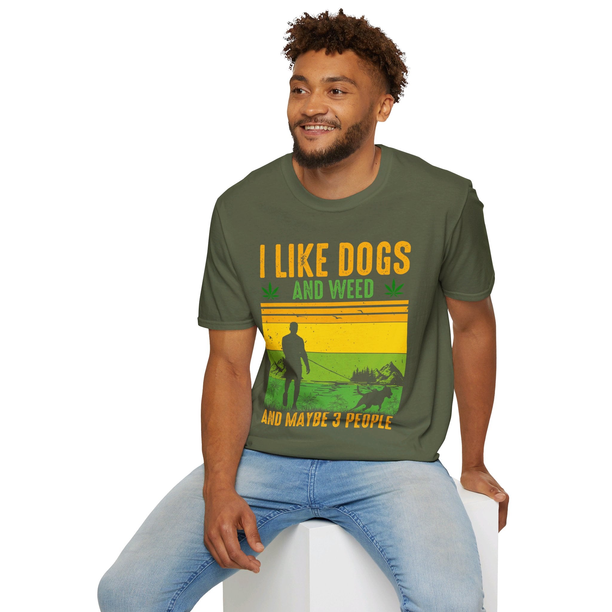 I Like Dogs and Weed, and Maybe 3 People T-Shirt | Funny Pet Lover Shirt - Deez Teez