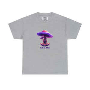 Psychedelic 'Eat Me' Mushroom Retro T-shirt | Surreal Mycology Art Tee - Deez Teez