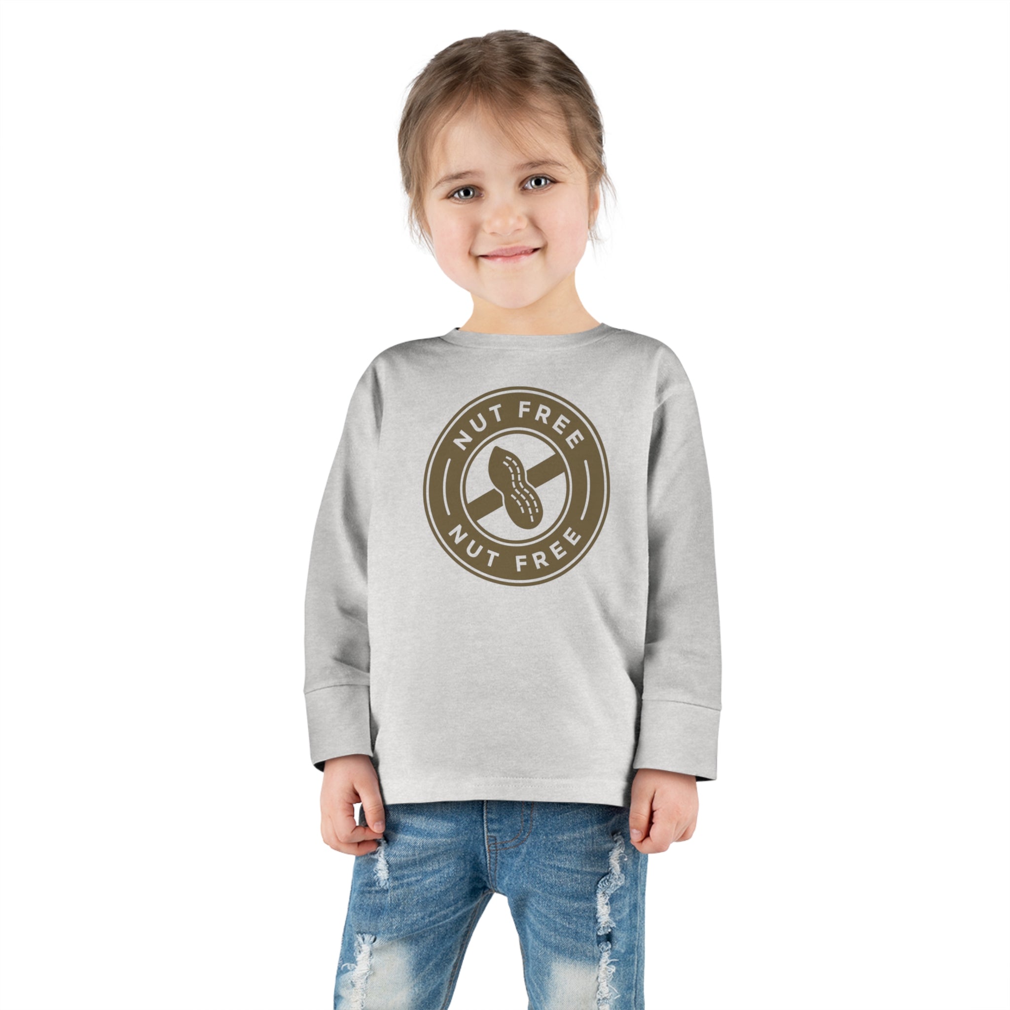 'Nut Free' Allergy Alert | Toddler Long Sleeve T-Shirt - Deez Teez