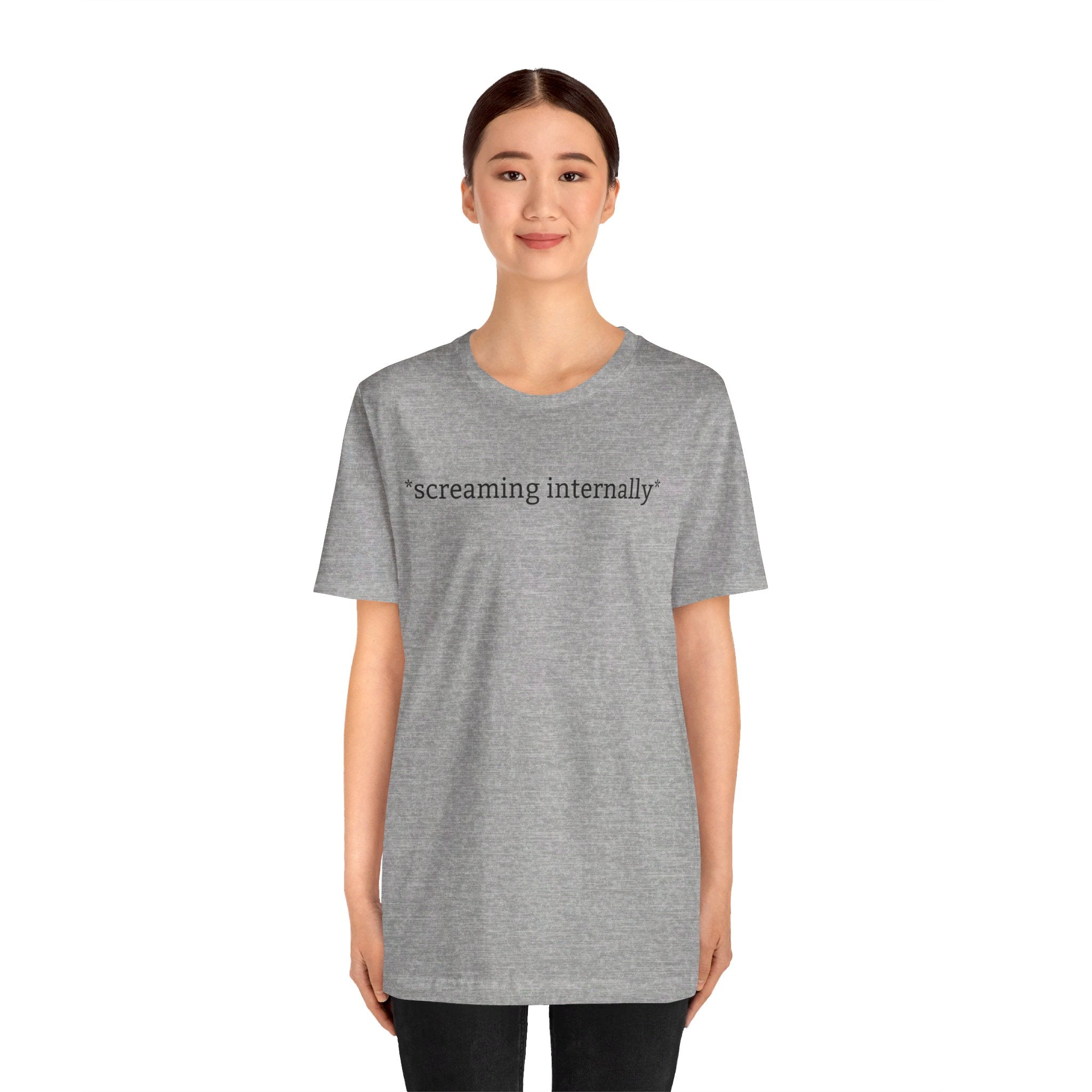 *Internally Screaming* Relatable Anxiety Vibe Check T-Shirt | Emotional Caption Tee - Deez Teez