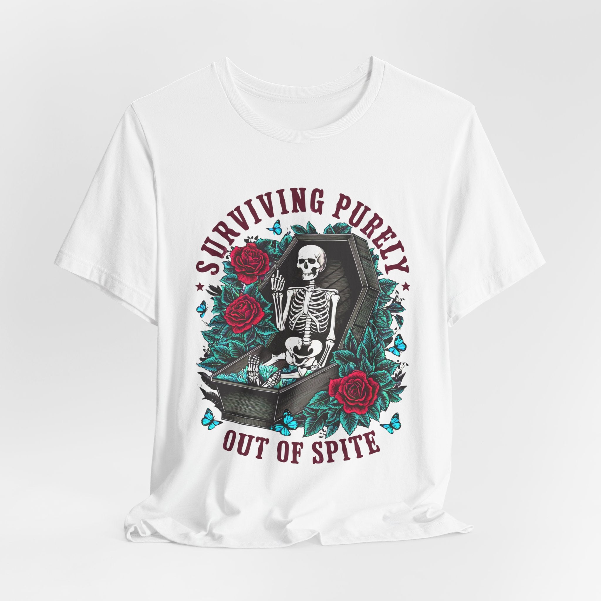 'Surviving Purely Out of Spite' | Skeleton Graphic Tee - Deez Teez