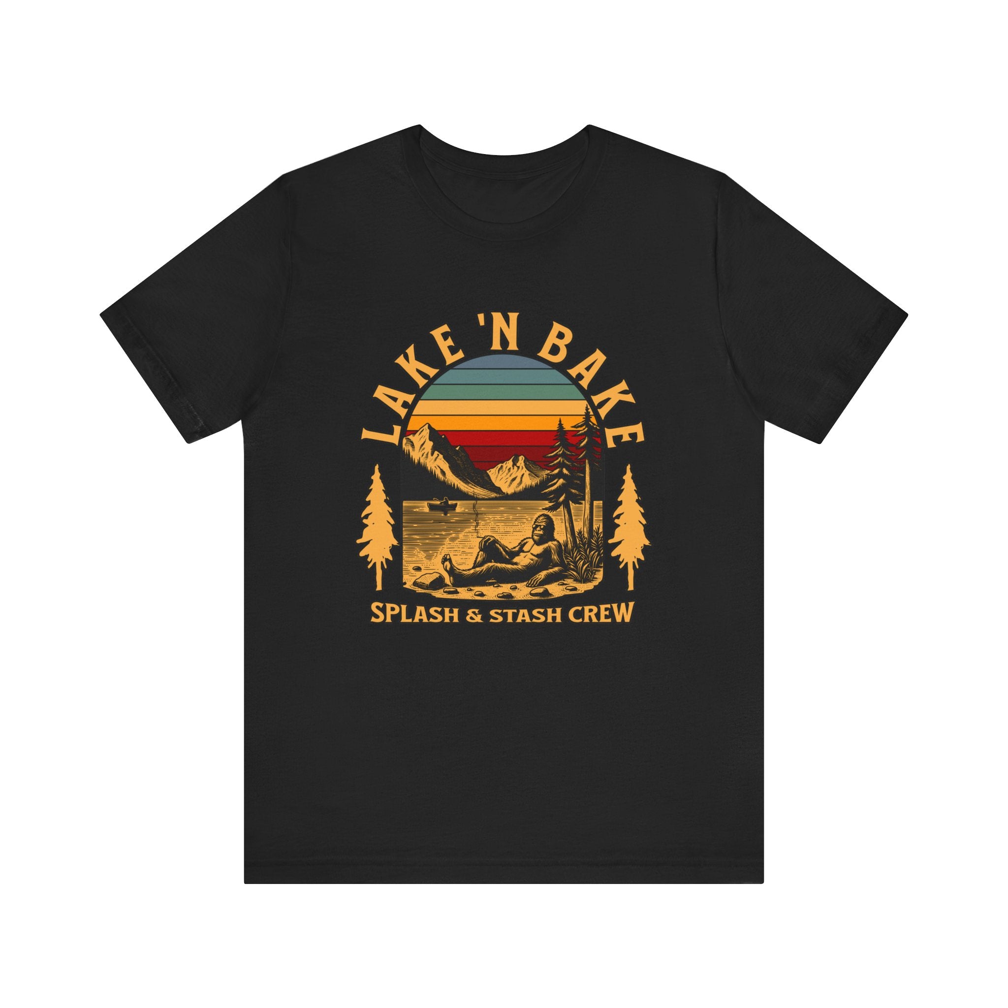 Lake & Bake Splash and Stash Crew Tee | Funny Weed Lake Life T-Shirt - Deez Teez