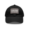 Cape Coral Lawn Care Logo Text White Dad Hat with Leather Patch (Rectangle) - Deez Teez