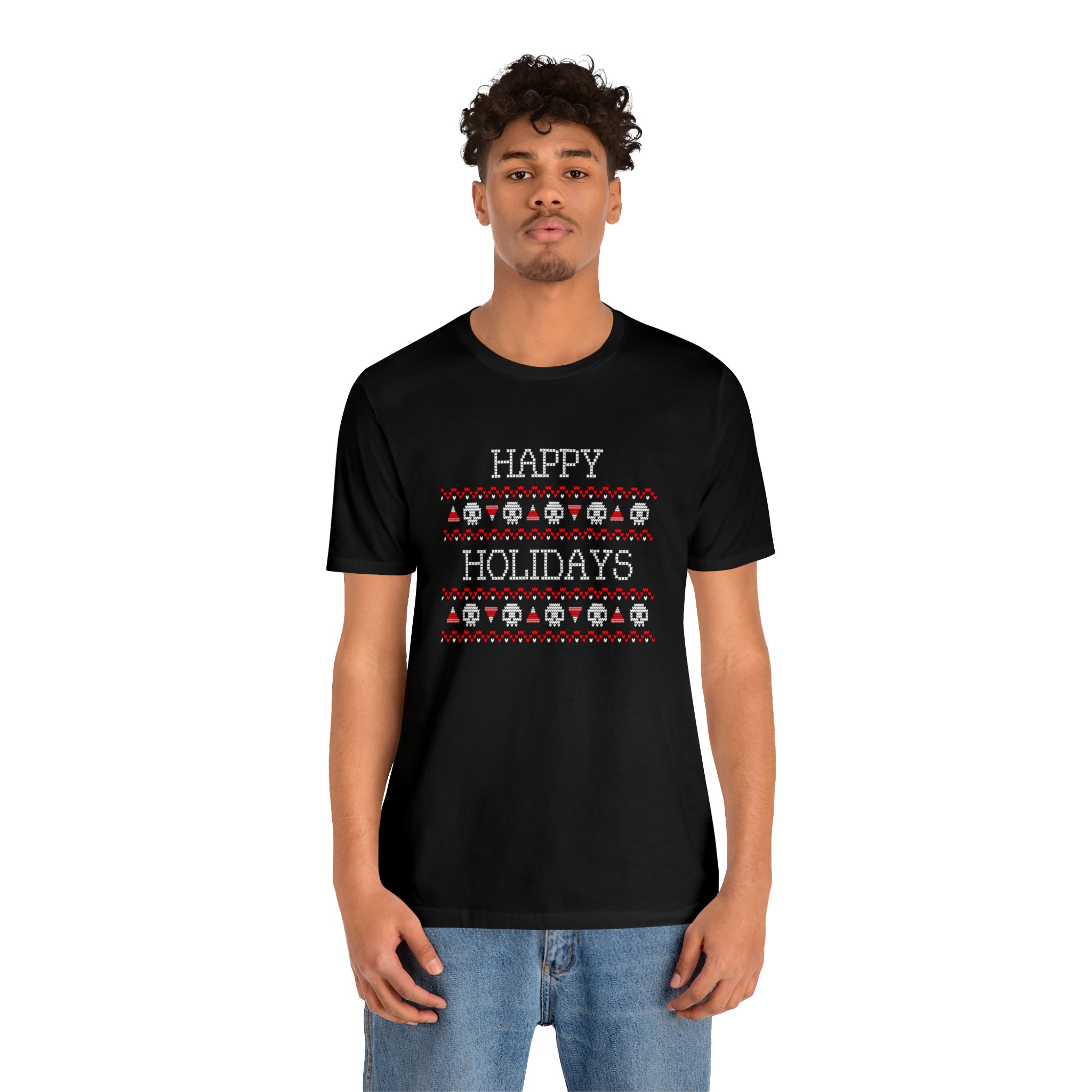 Happy Holidays Skull T-Shirt (Halloween Theme) - Deez Teez