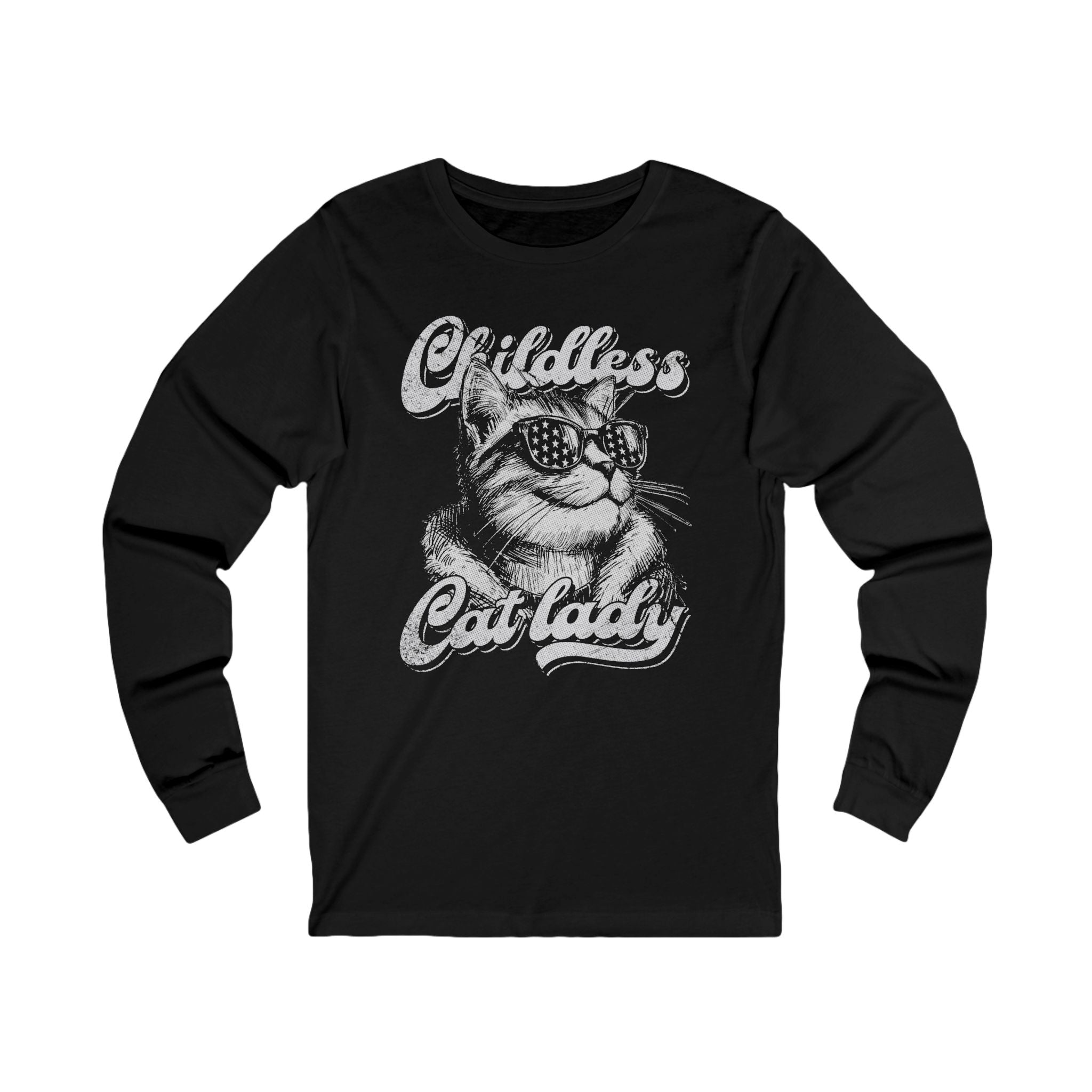 Childless Cat Lady Long Sleeve T-Shirt | Political Cat Mom Apparel - Deez Teez