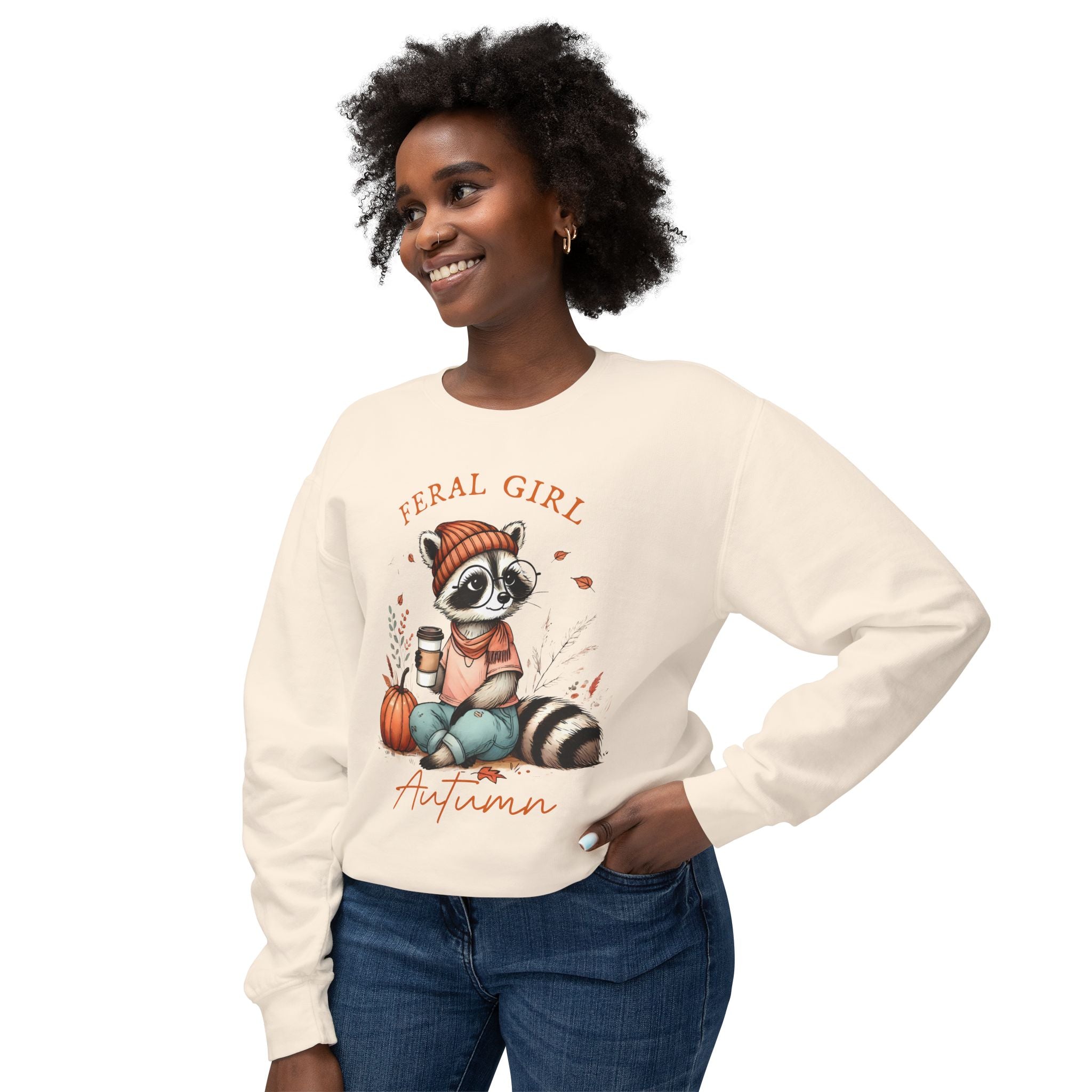 'Feral Girl Autumn' Pullover Crewneck Sweatshirt | Fall Apparel - Deez Teez